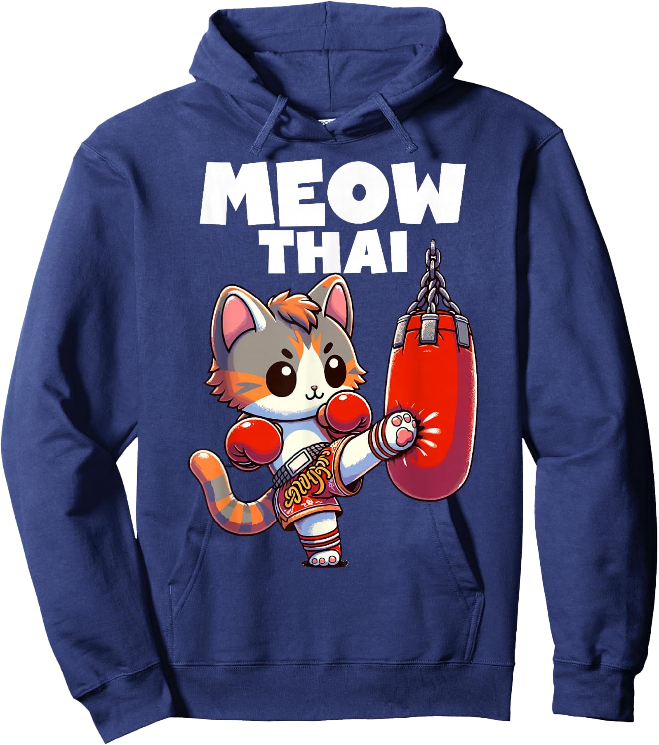 Muay Thai Cat Meow Thai Boxing Fighting Sport Hoodie - Hoodie | Navy