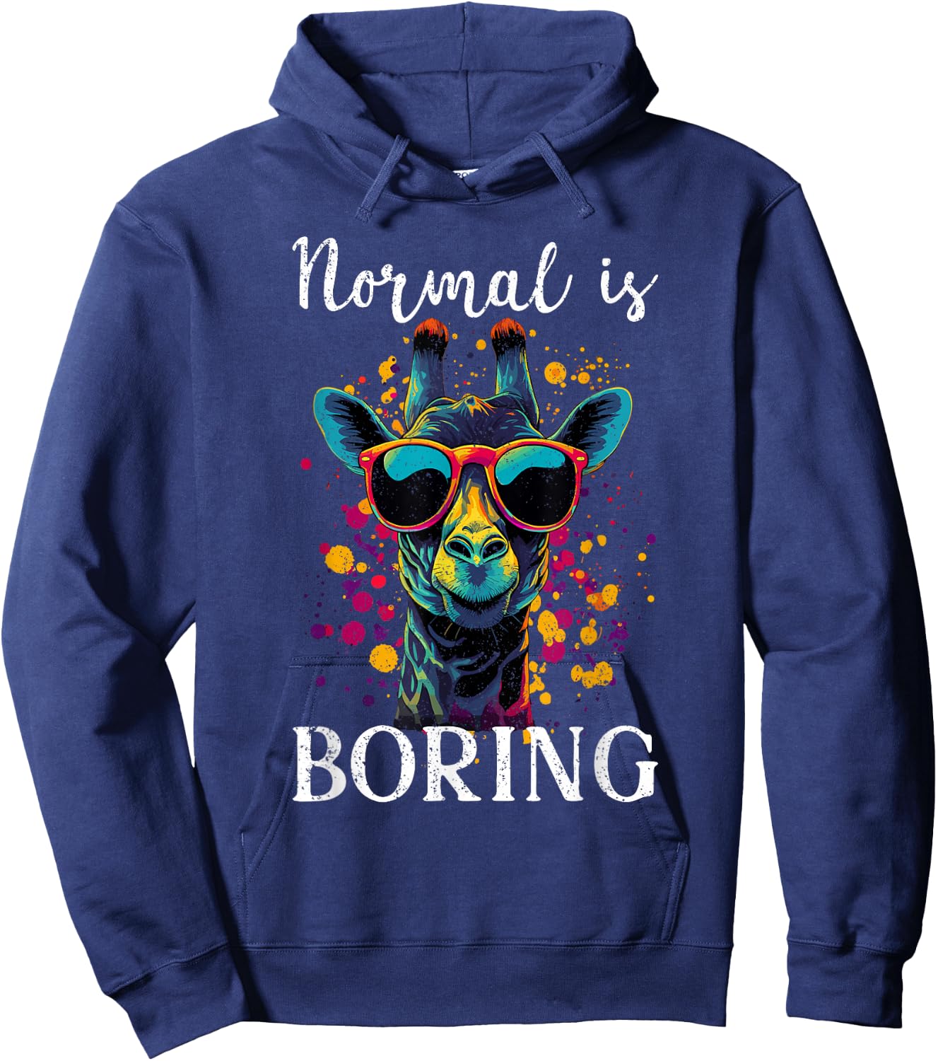 Funny Giraffe Normal Is Boring Hoodie - Hoodie | Navy