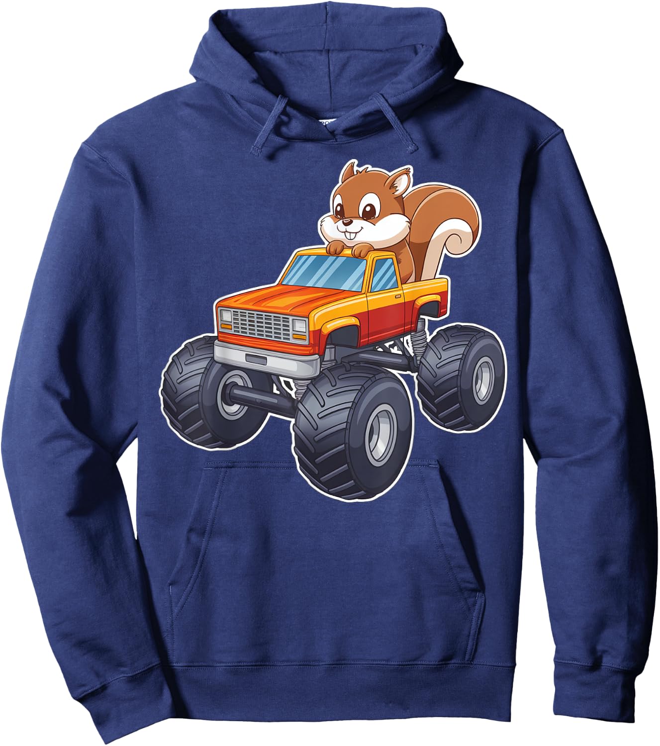 Cute Monster Truck With Squirrel Hoodie - Hoodie | Navy