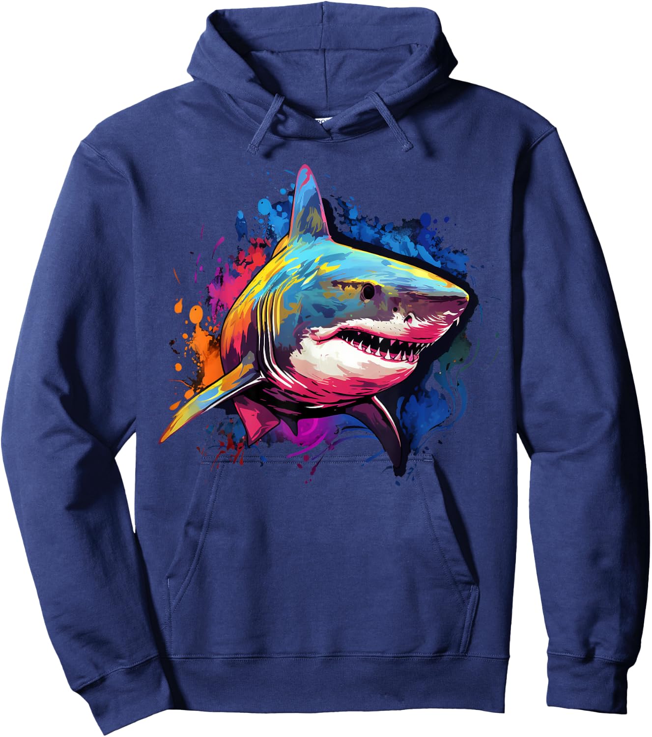 Cool Shark on colorful painted Shark Hoodie - Hoodie | Navy