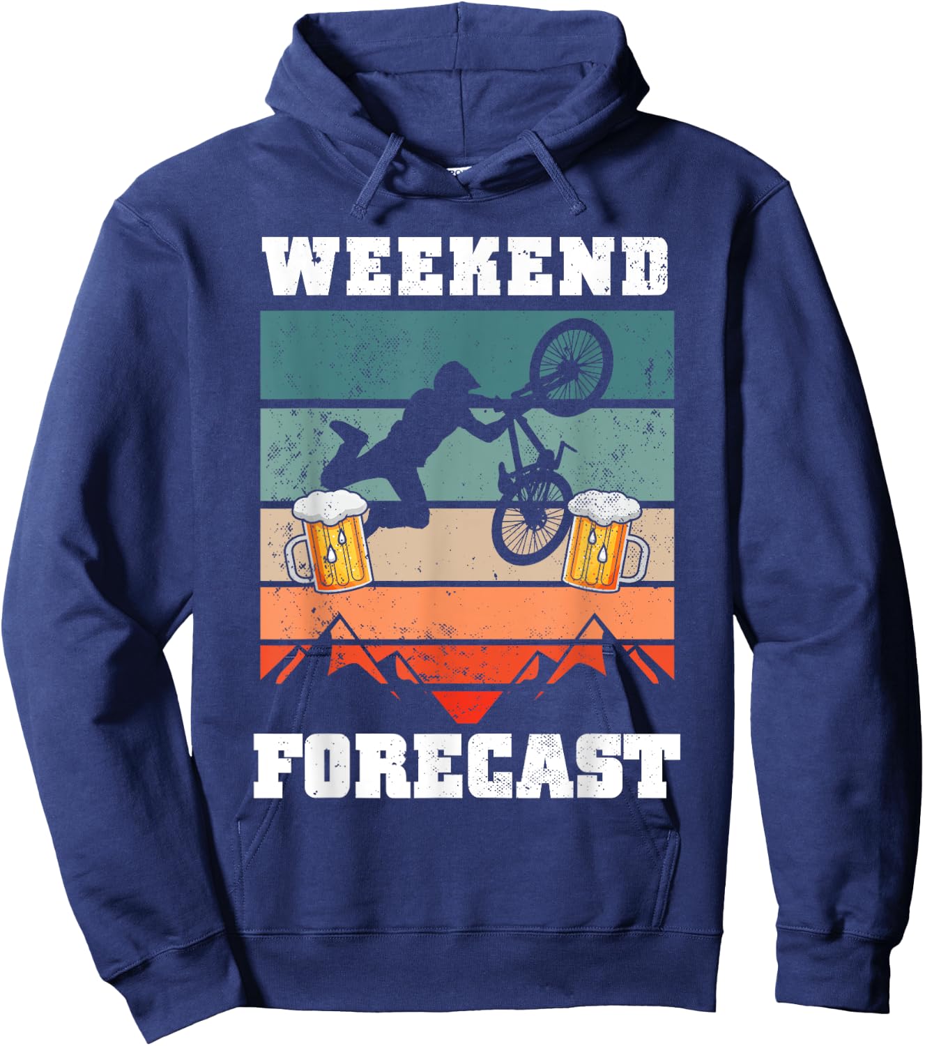 Mountain Biking and Beer Funny MTB Gift Hoodie - Hoodie | Navy