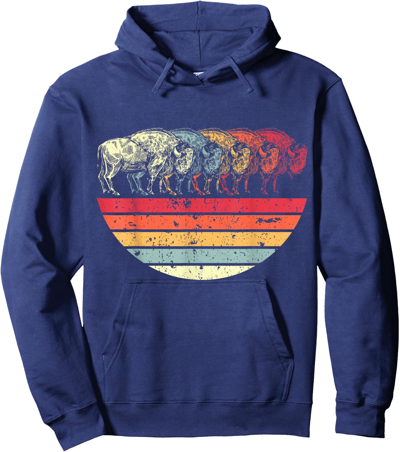 Retro Buffalo Hoodie - Hoodie | Navy