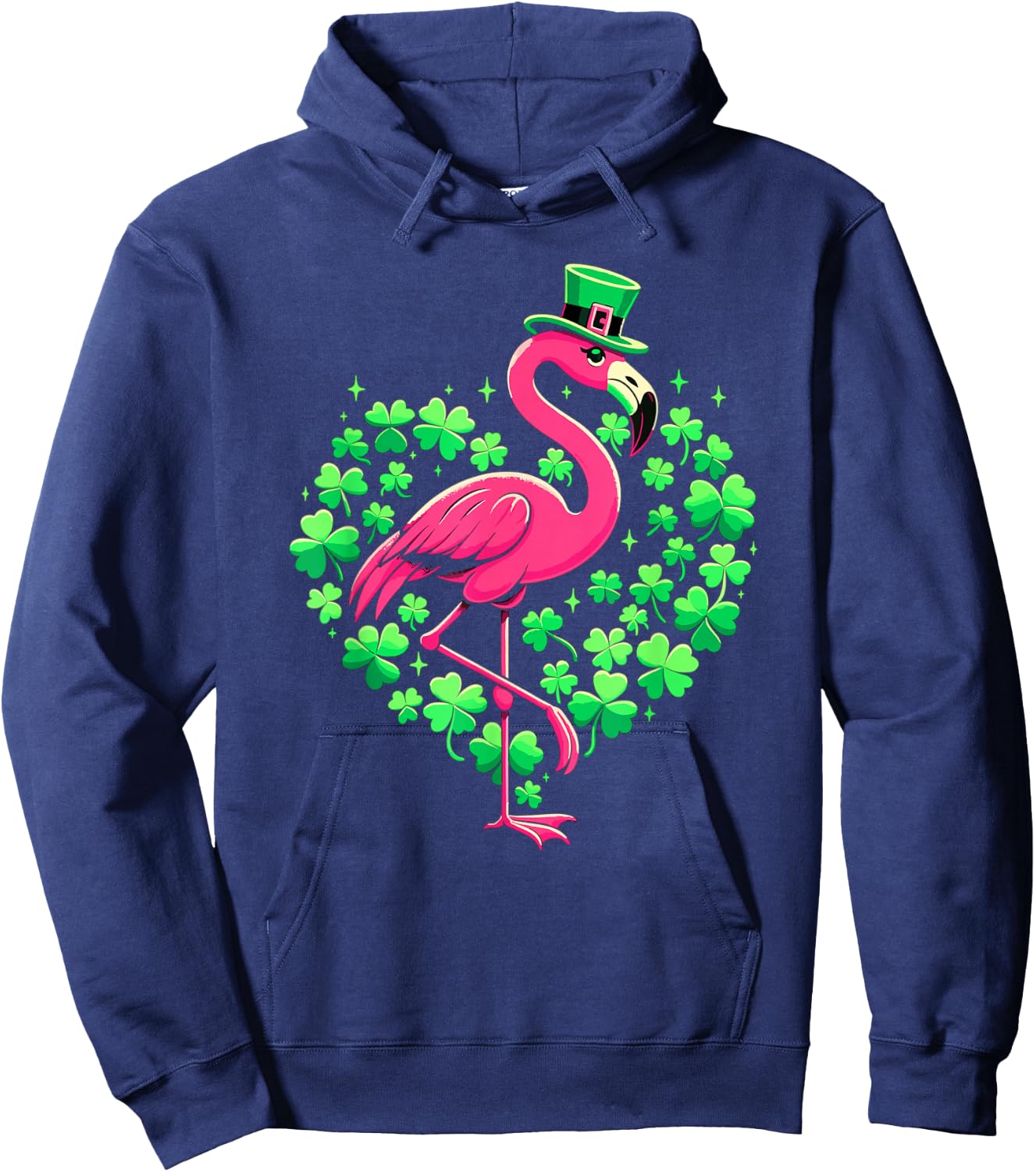 St Patricks Day Irish Flamingo Hoodie - Hoodie | Navy