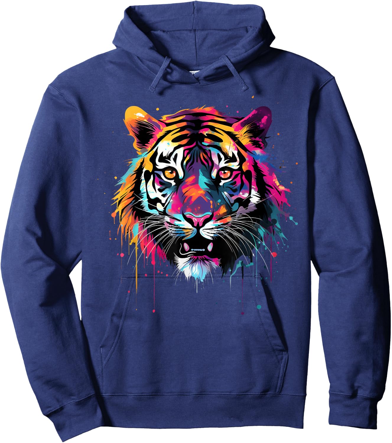Cool Tiger on Colourful Painted Tiger , black Hoodie - Hoodie | Navy
