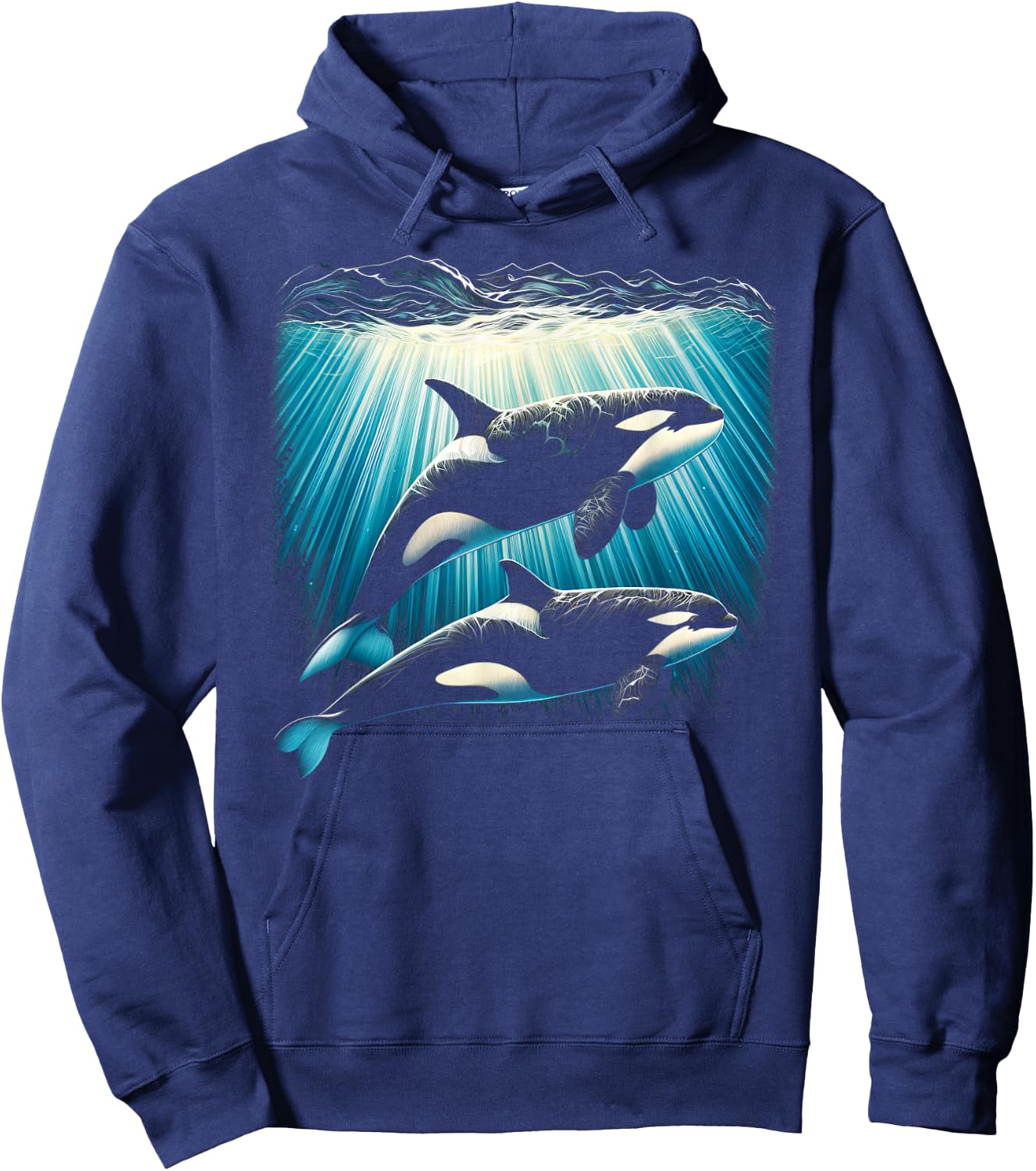 Orca Couple Underwater Hoodie - Hoodie | Navy