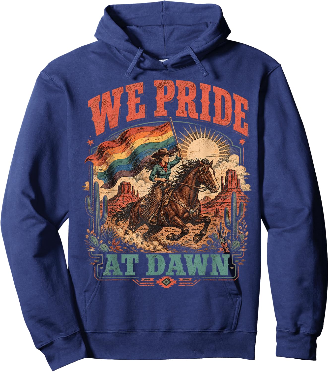 We Pride At Dawn Western Cowgirl LGBTQ Hoodie - Hoodie | Navy