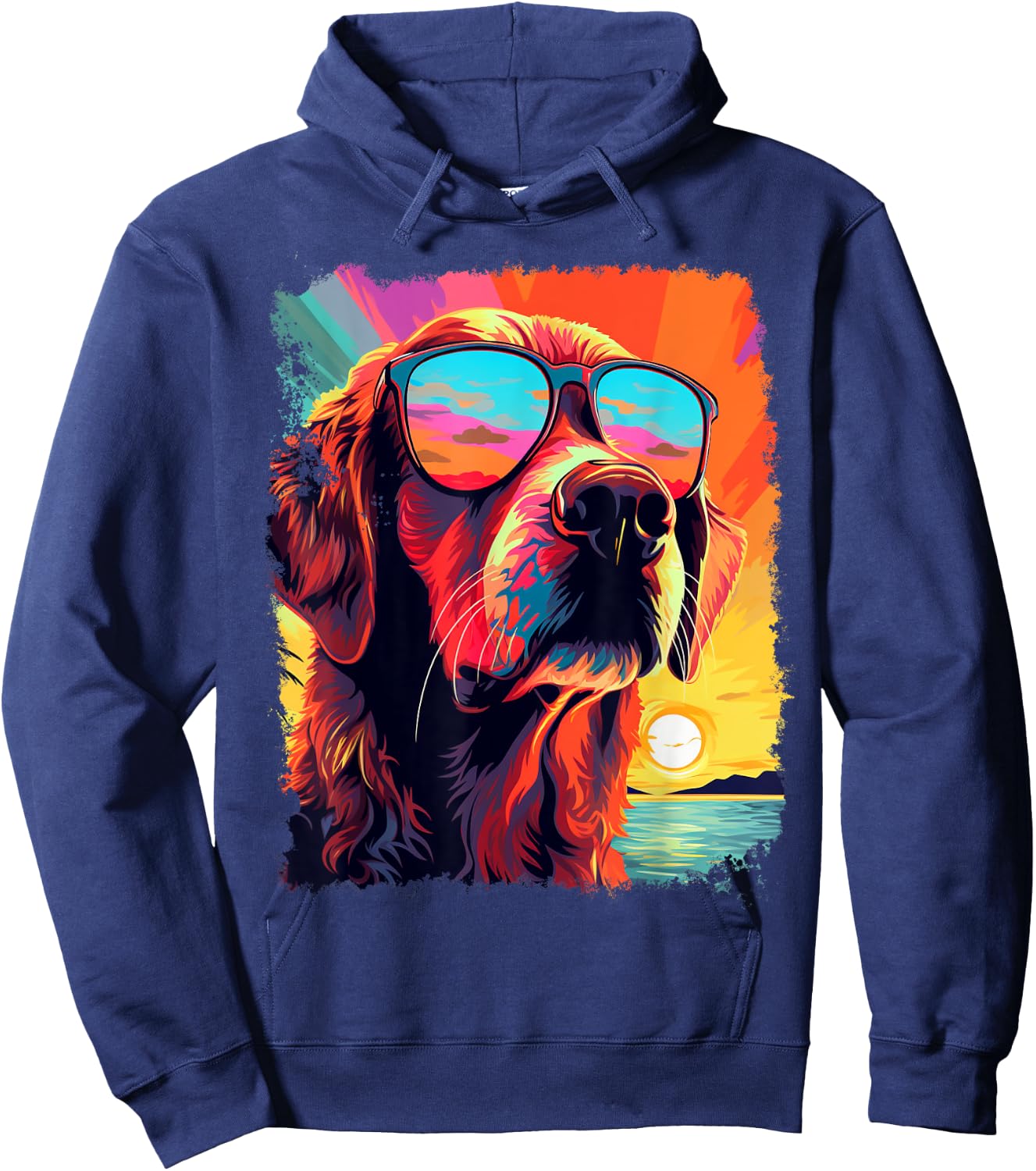 Golden Retriever Hawaiian Hoodie - Hoodie | Navy