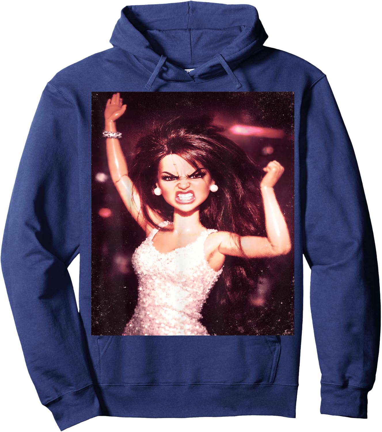 Angry Doll Girl Party Funny Doll Face Meme Hoodie - Hoodie | Navy