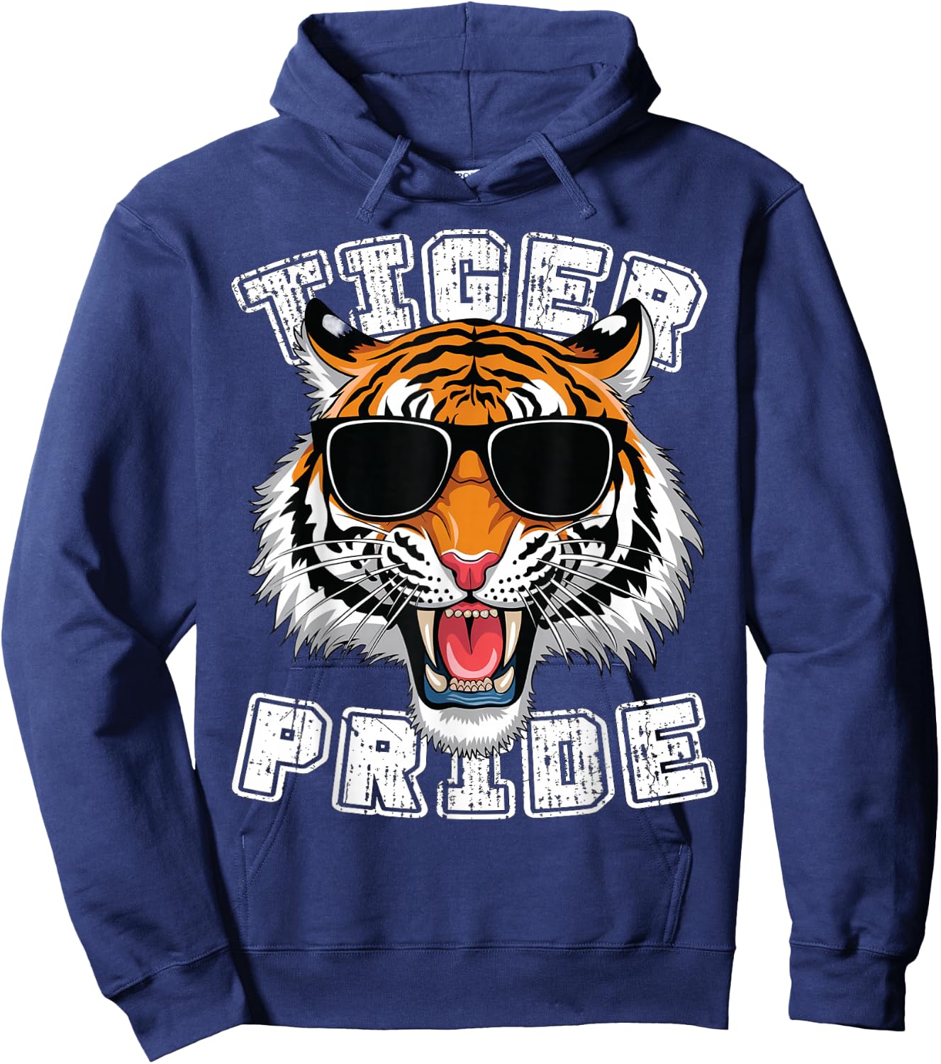 Tiger Pride Retro Tiger School Sports Team Hoodie - Hoodie | Navy