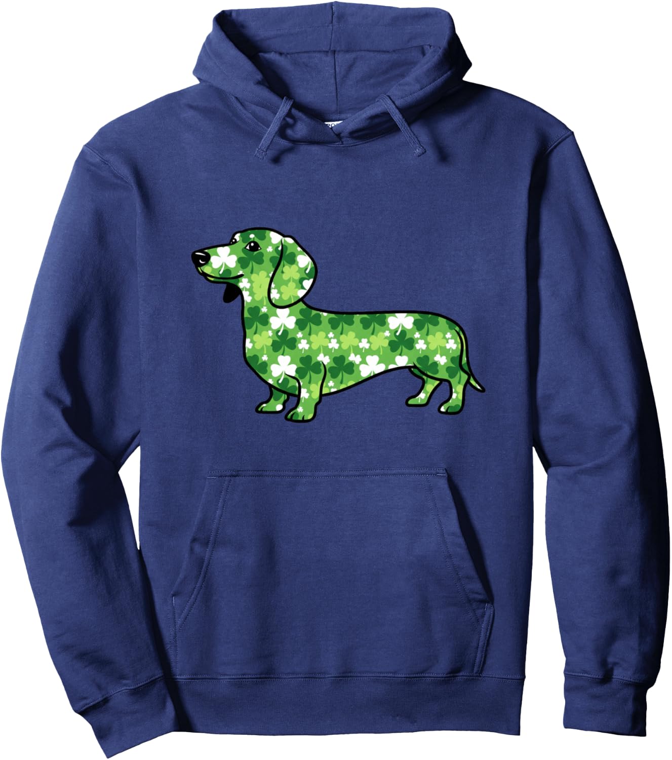 Dachshund Shamrock St Patricks Day Funny Dog Hoodie - Hoodie | Navy