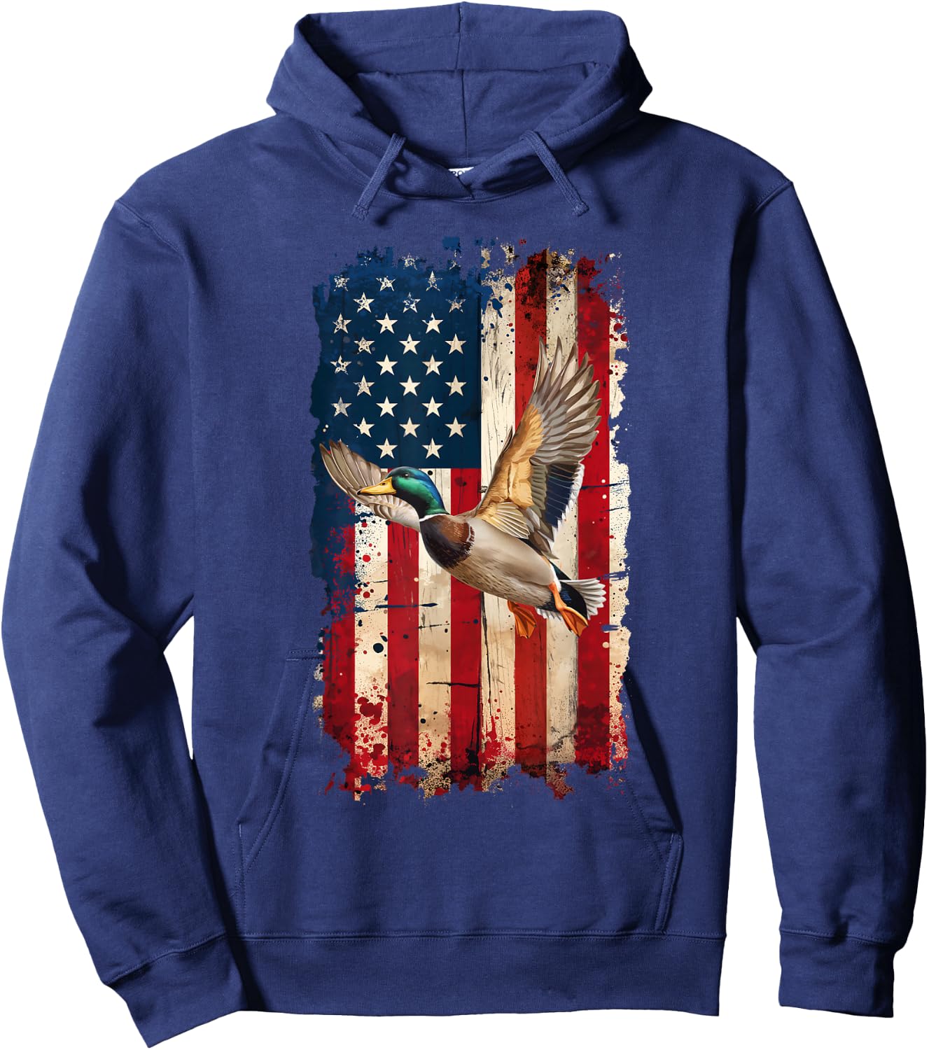 American Flag Duck Hunter Waterfowl Hunting Hoodie - Hoodie | Navy