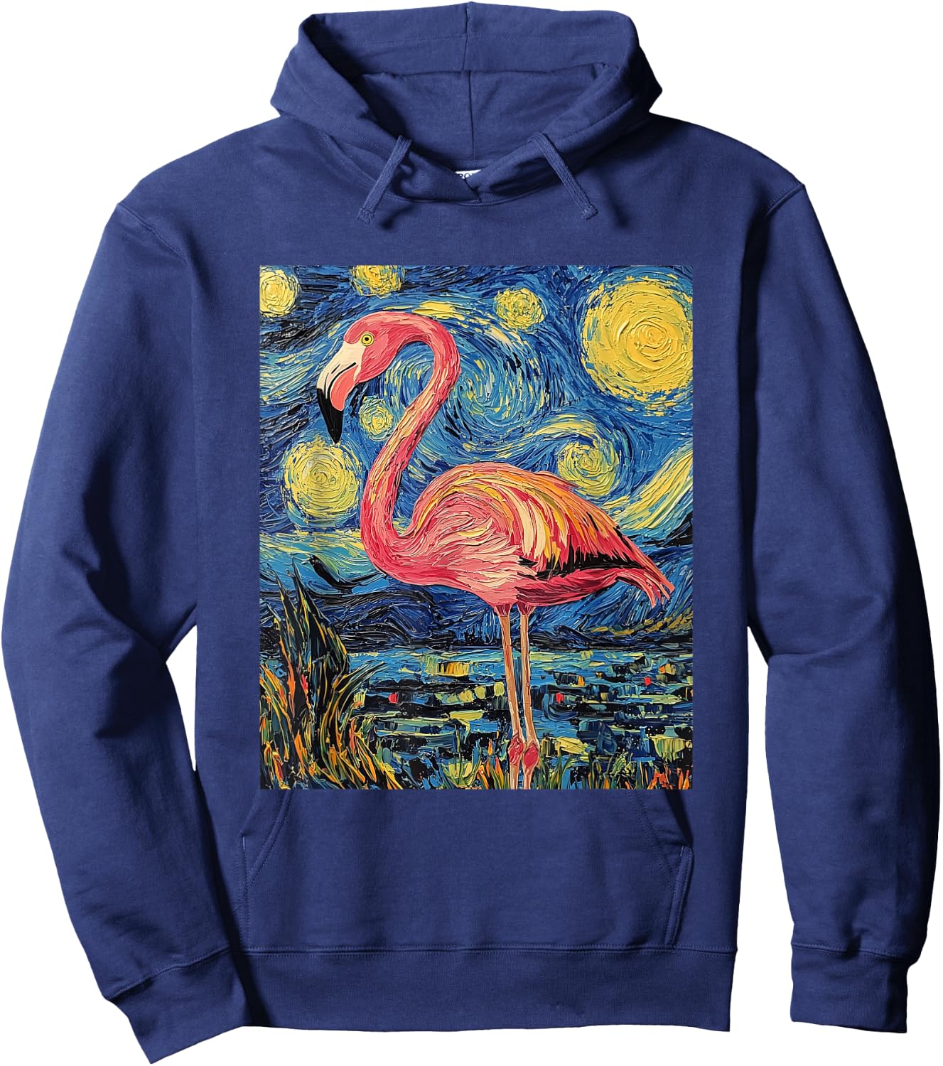 Cute Flamingo - Van Gogh Style - Starry Night Hoodie - Hoodie | Navy
