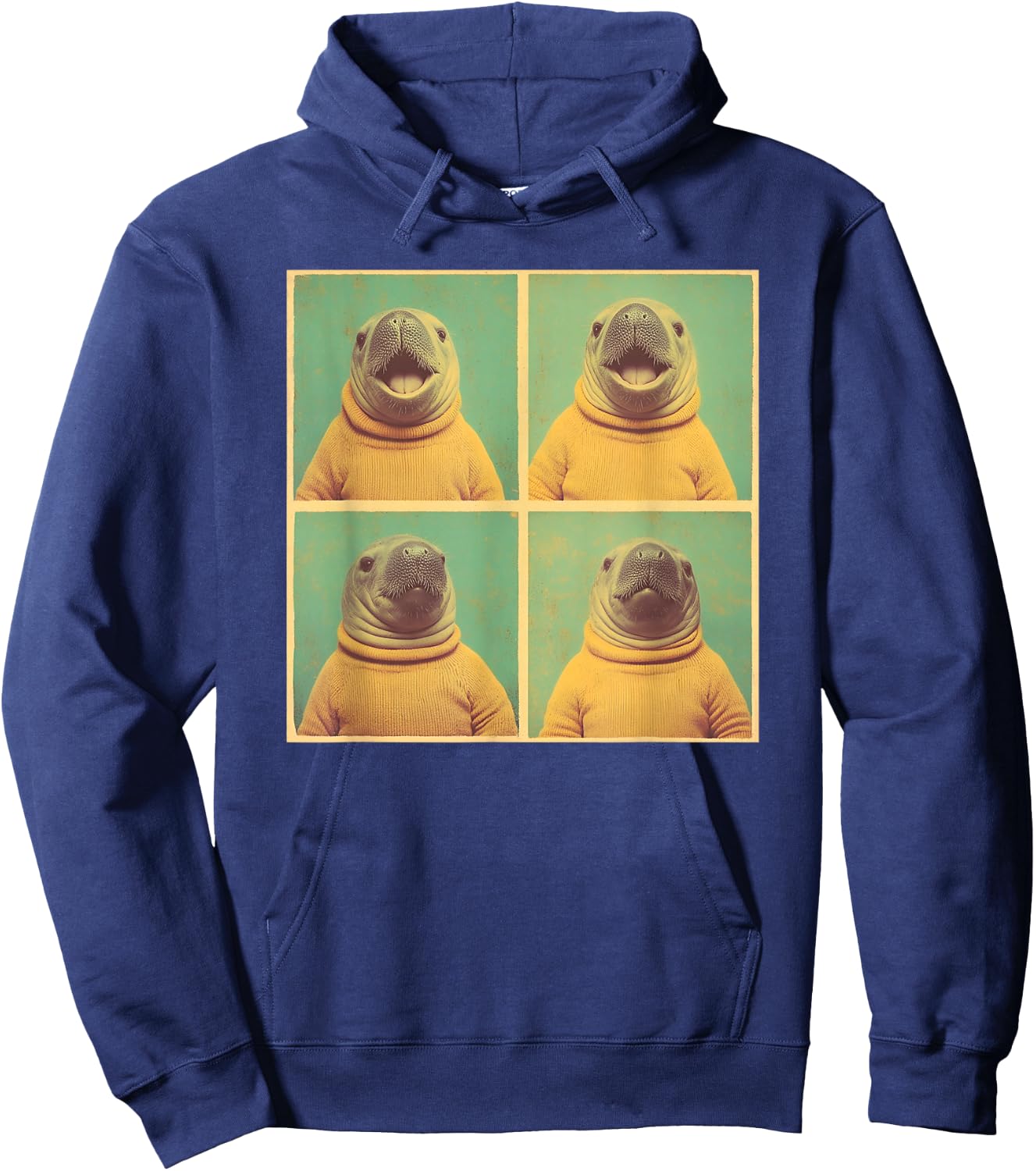 Awkward Sea Animal Photoshoot Funny Manatee Hoodie - Hoodie | Navy