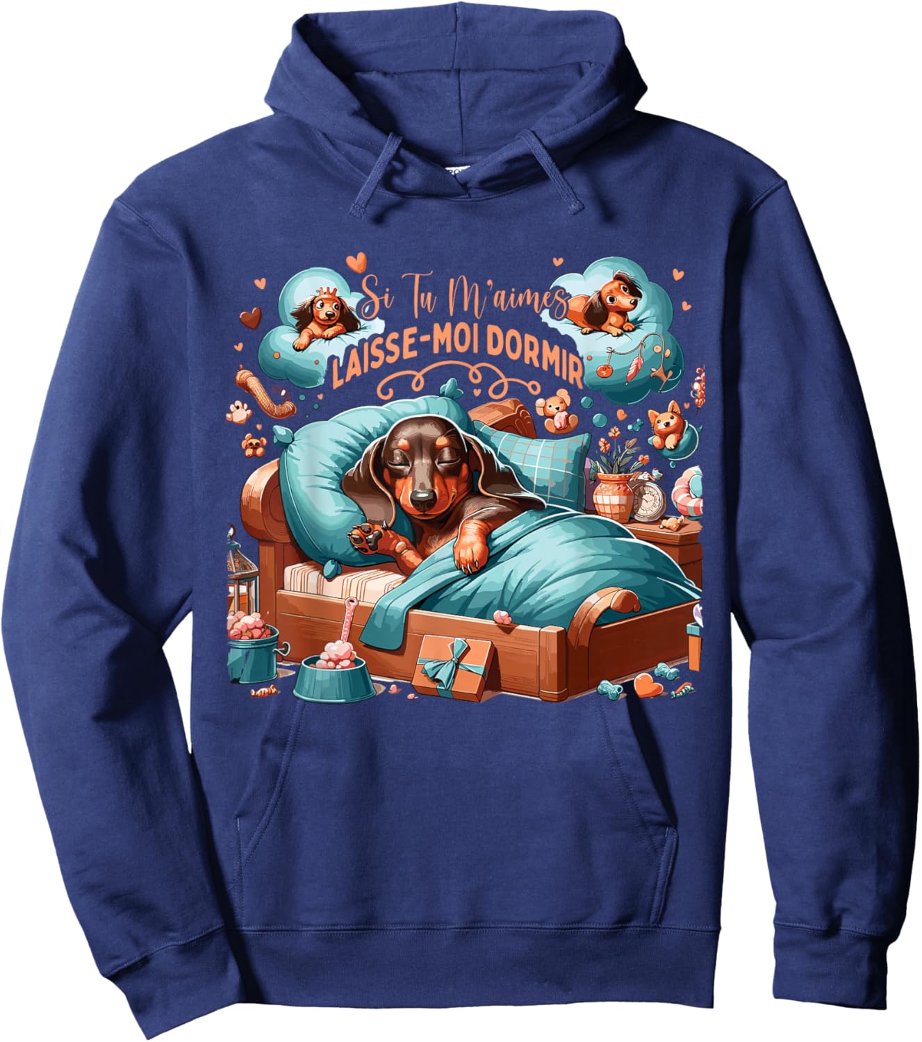 Education Dog Dachshund Dachshund , Black, S Hoodie - Hoodie | Navy