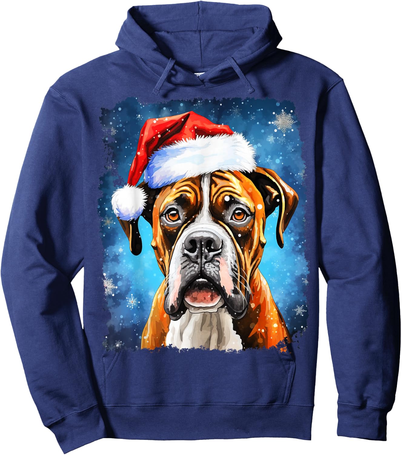 Pop Art Christmas Boxer Dog Hoodie - Hoodie | Navy