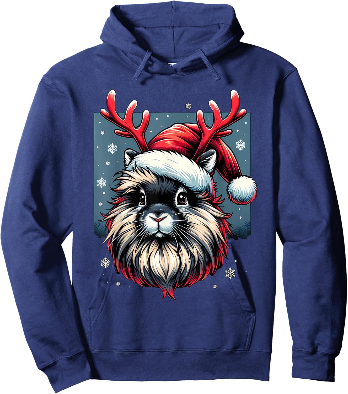 Christmas Lionhead Rabbit Reindeer Hoodie - Hoodie | Navy