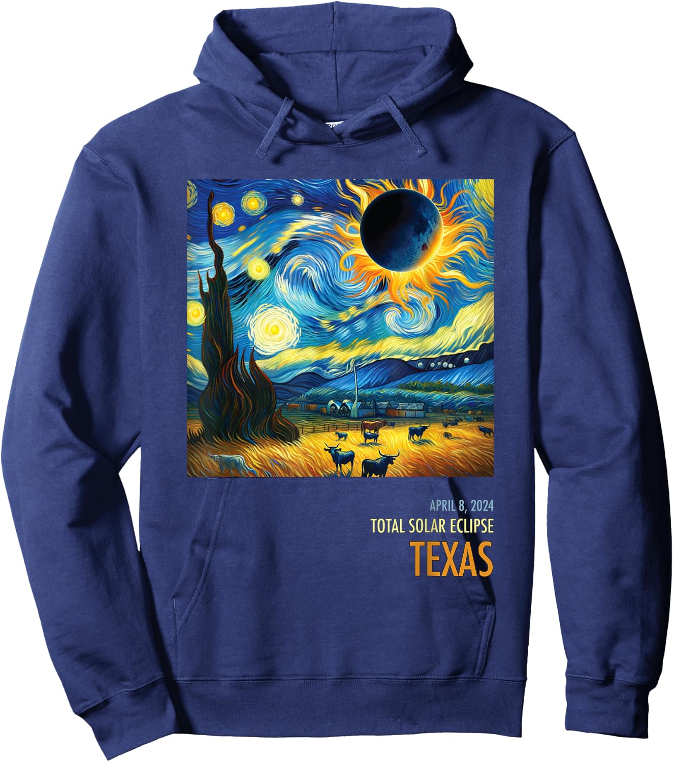 Total Solar Eclipse 2024 Texas Hoodie - Hoodie | Navy