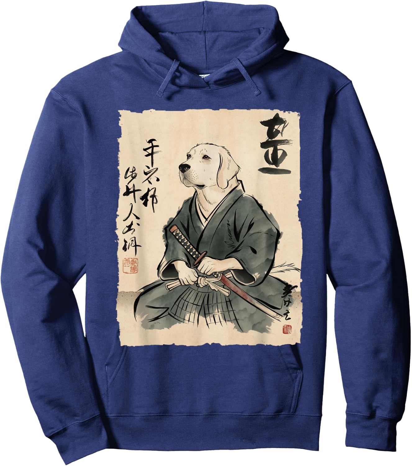 Golden Retriever Samurai Japanese Ink Art Women Hoodie - Hoodie | Navy