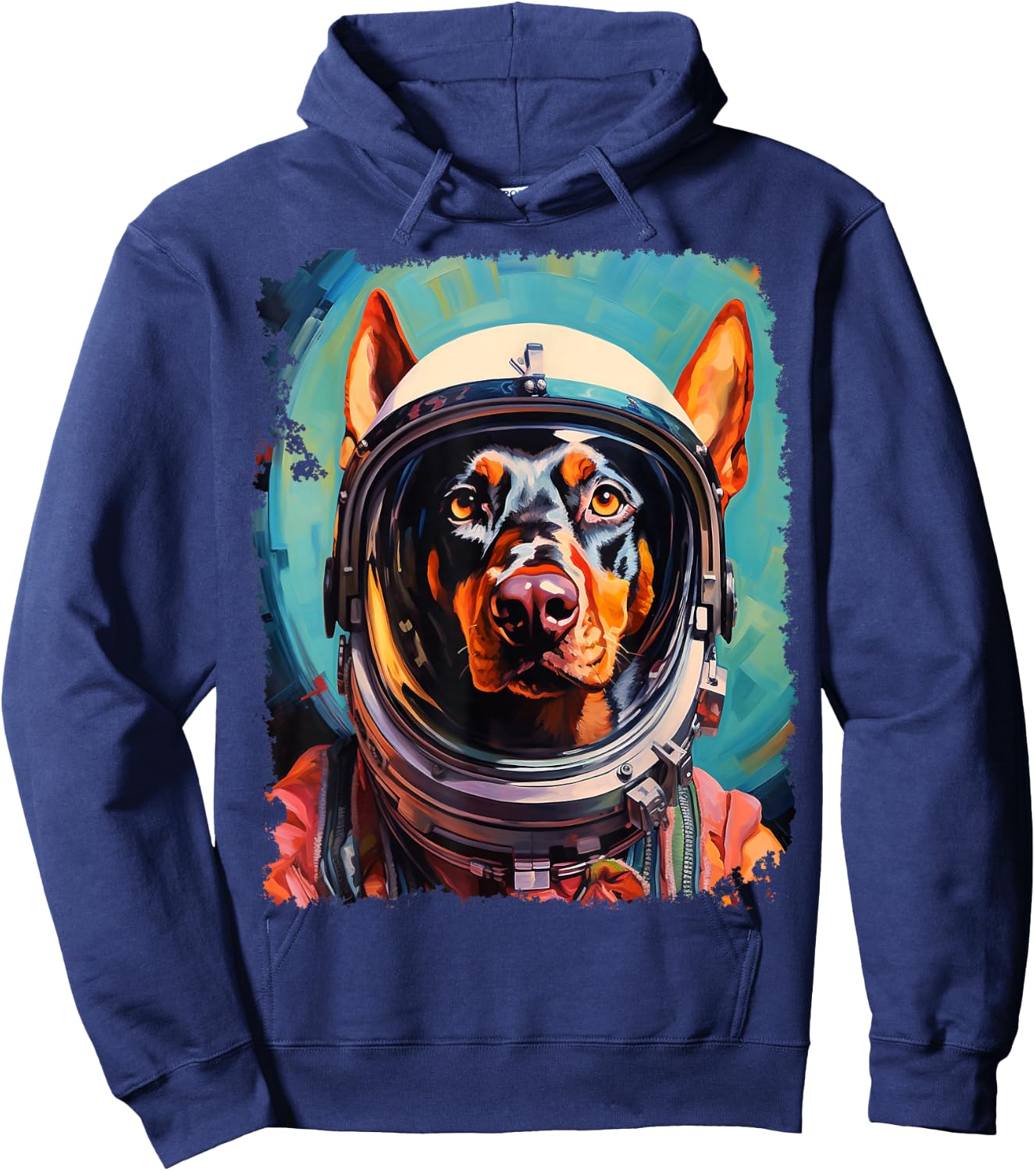 Pop Art Dog Doberman Space Astronaut Hoodie - Hoodie | Navy