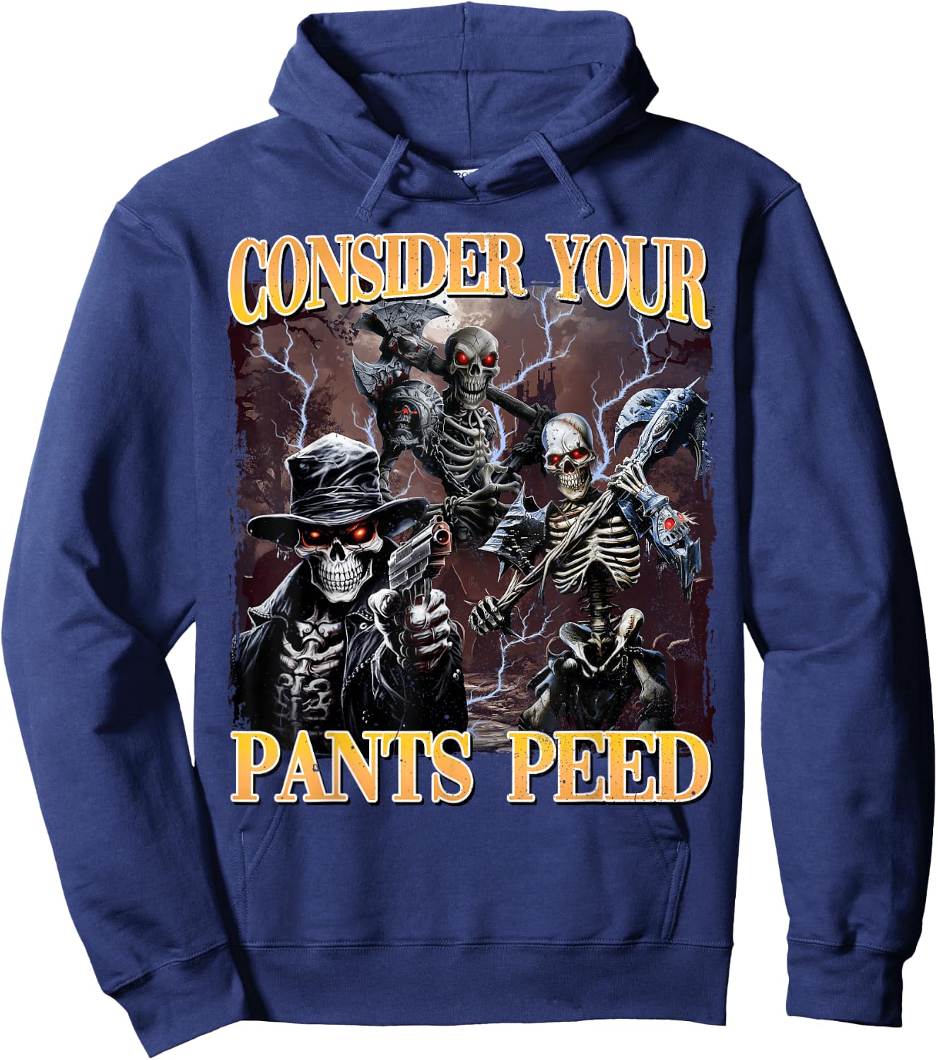 Consider Your Pants Peed Cringe Skeleton Hoodie - Hoodie | Navy