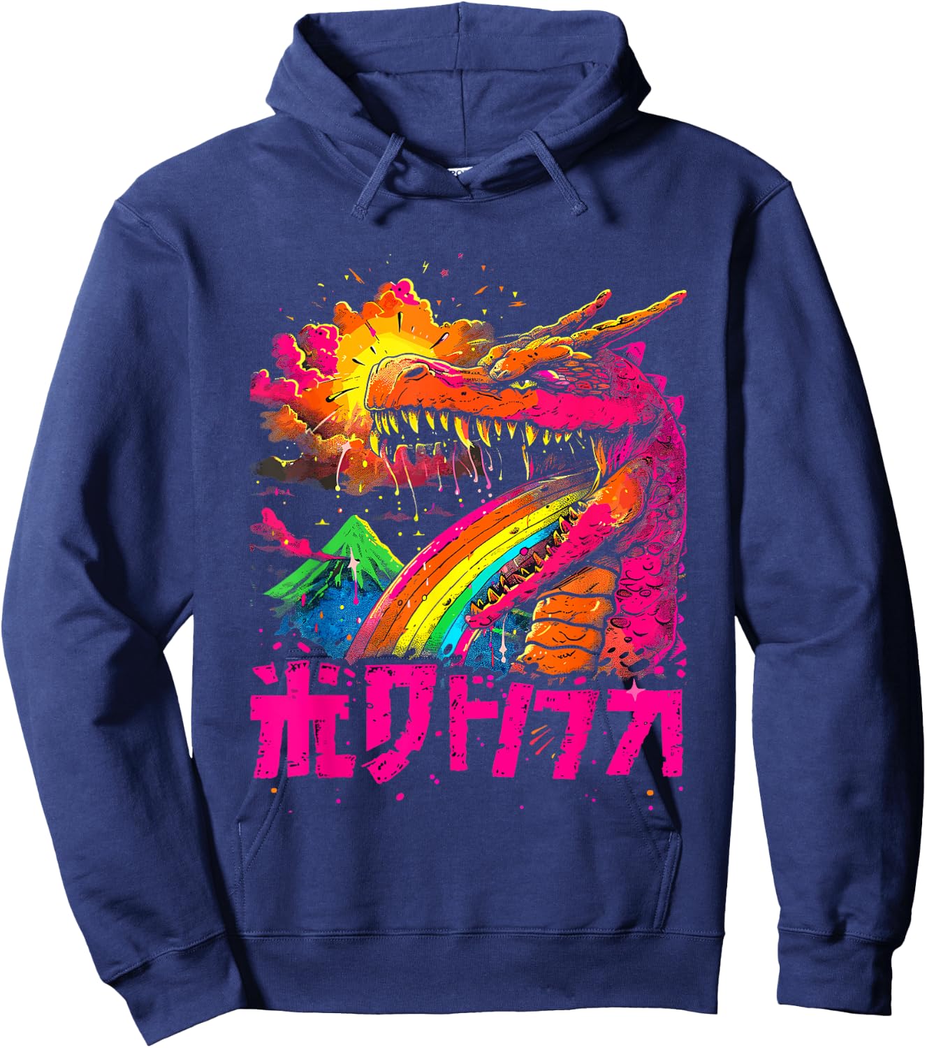 Japanese Art Dragon Rainbow Kaiju Hoodie - Hoodie | Navy