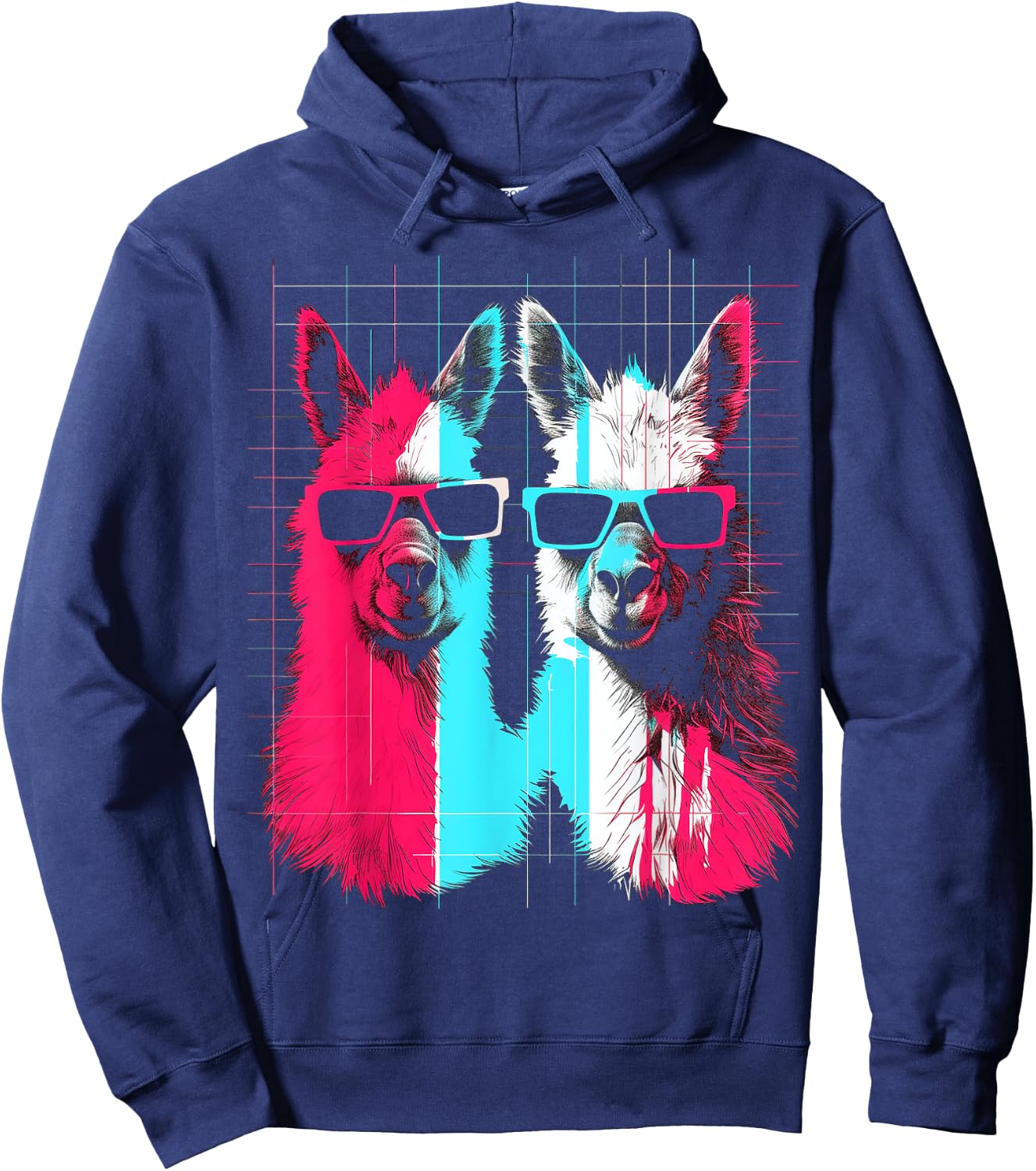 Alpaca Fun Art Sunglasses Animal Graphic Anime Hoodie - Hoodie | Navy
