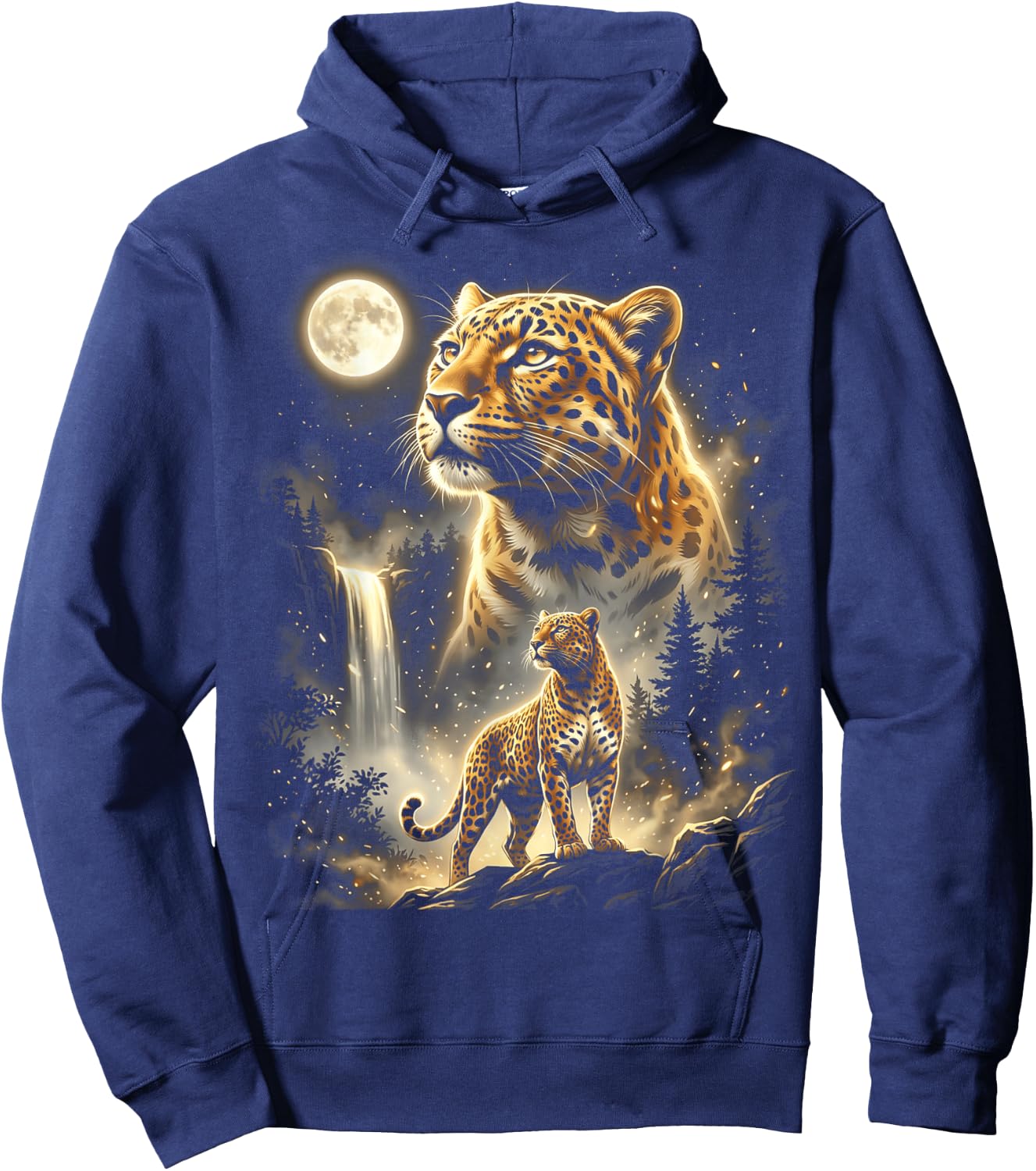 Jaguar Howling At The Moon Hoodie - Hoodie | Navy