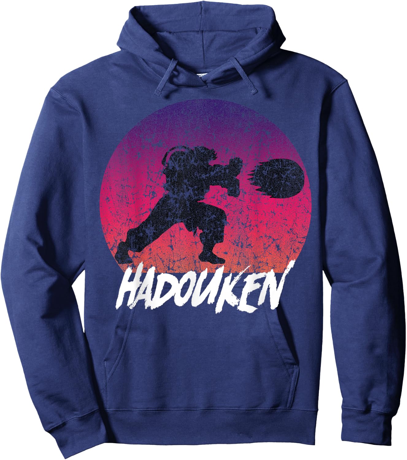 Retro Vintage Hadouken Fighter Small Hoodie - Hoodie | Navy