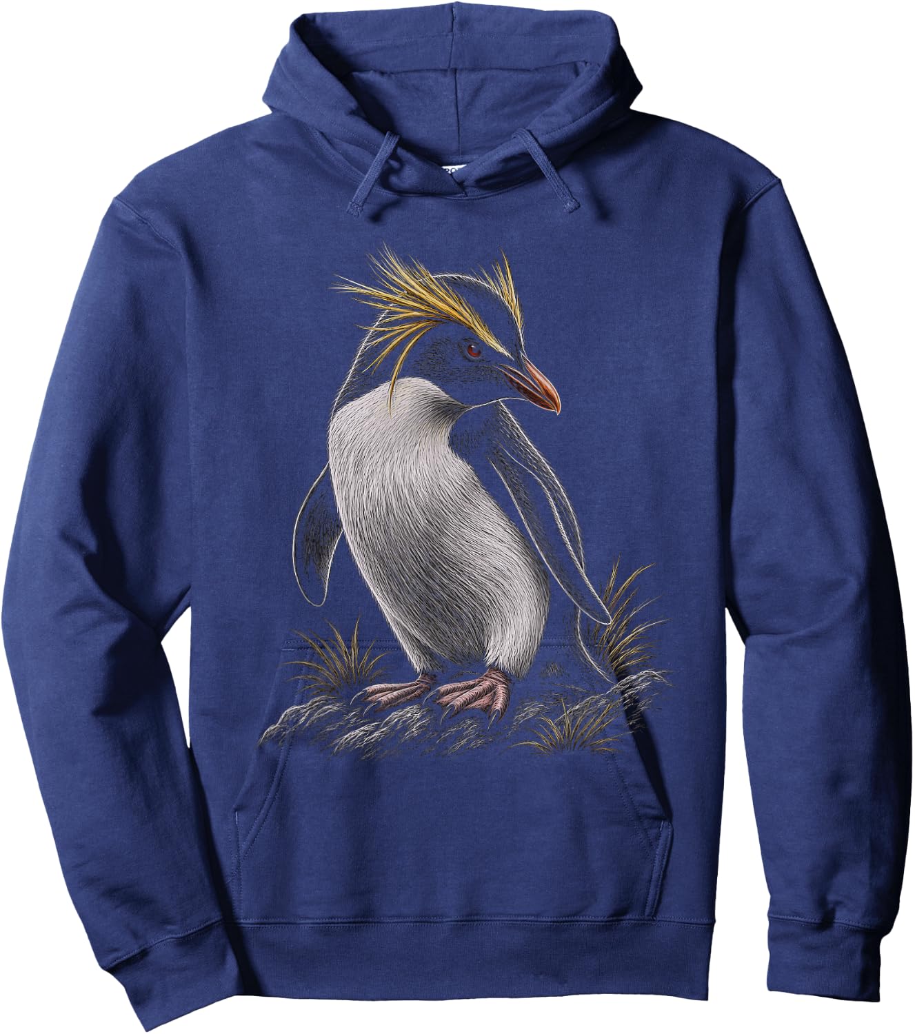 Macaroni Penguin Graphic Artwork Design Hoodie - Hoodie | Navy