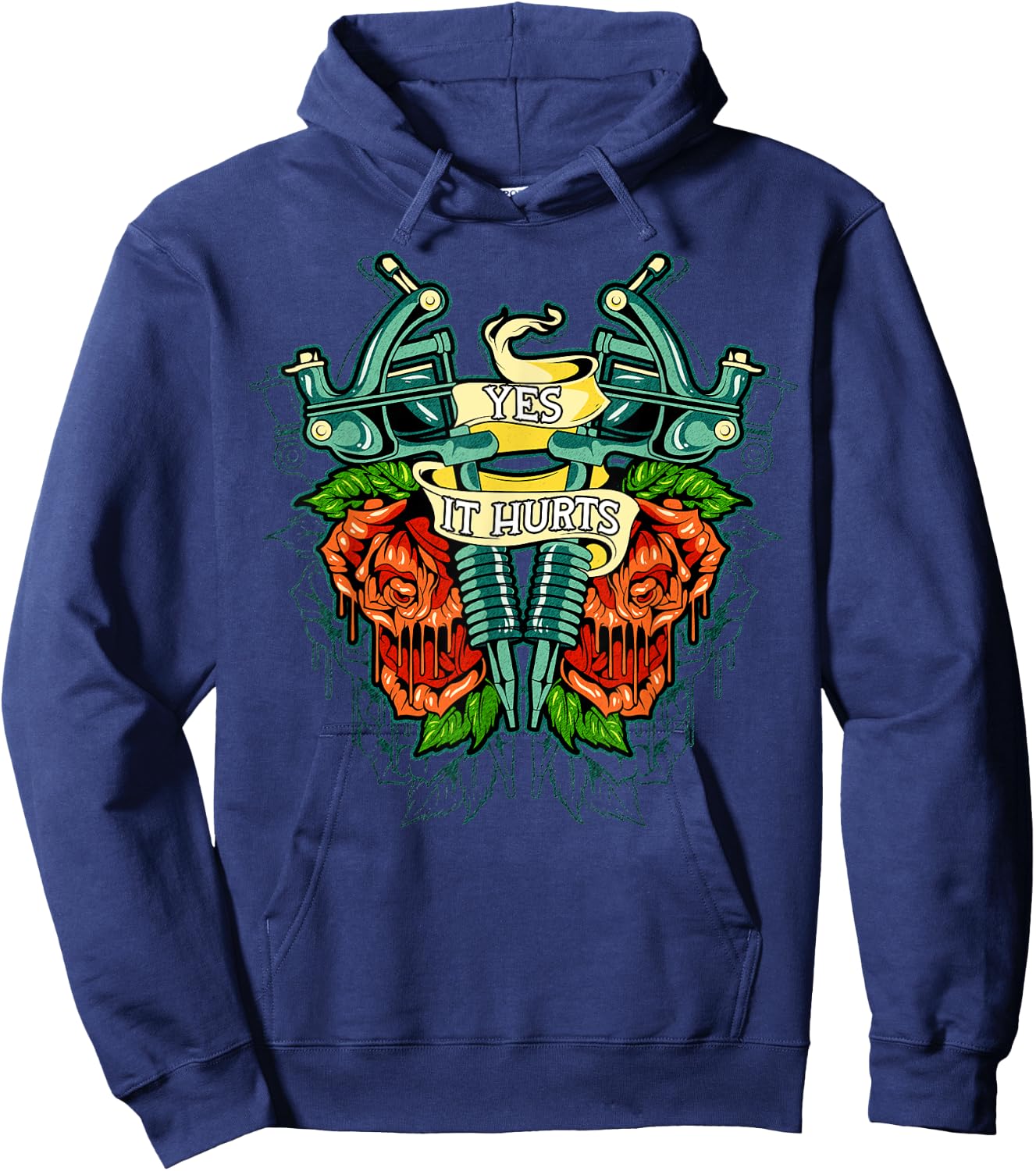 Yes It Hurts Vintage Old Style Tattoo design Hoodie - Hoodie | Navy