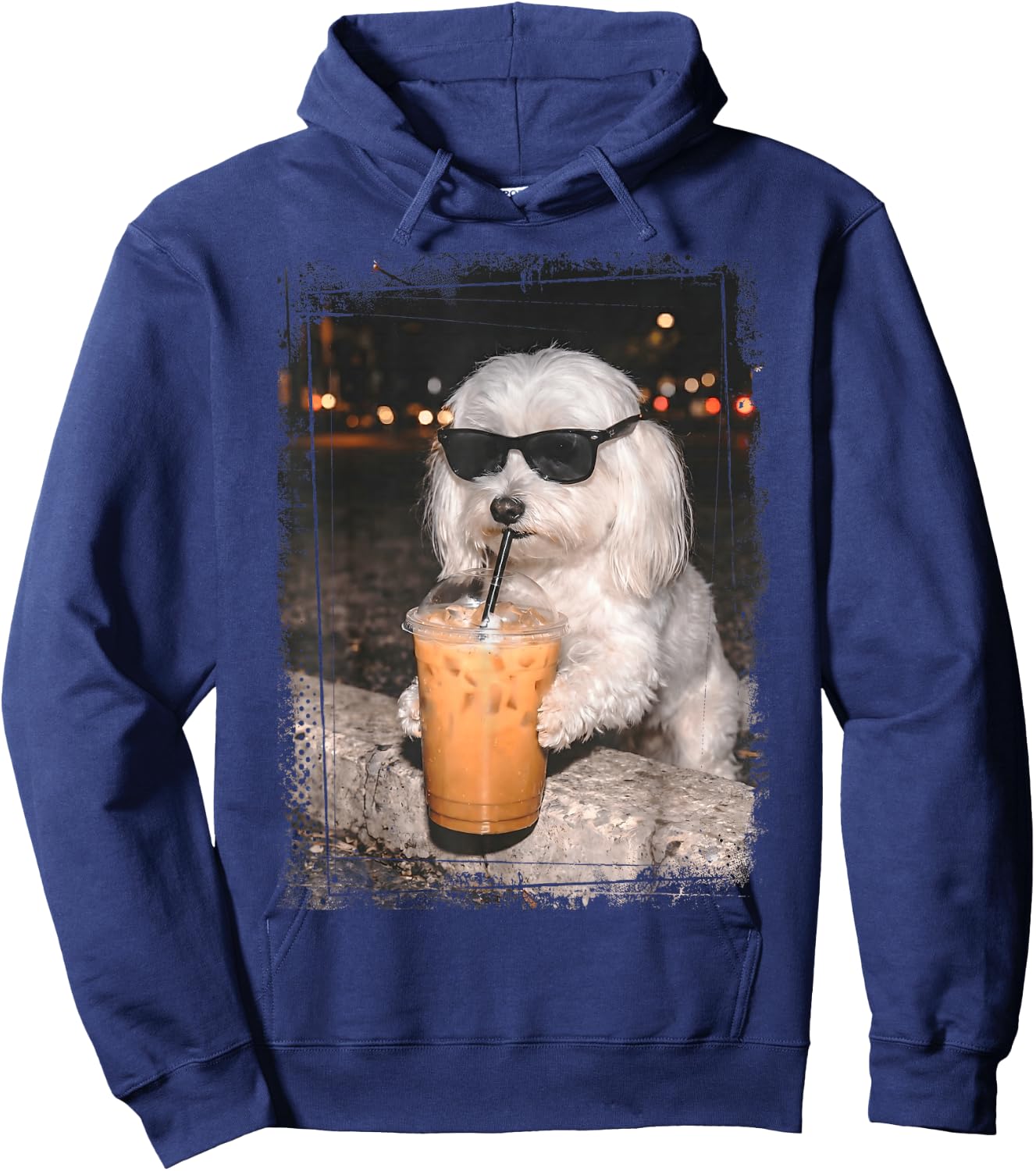 Malteser Sonnenbrille für Hunde mit Eiskaffee Hoodie - Hoodie | Navy