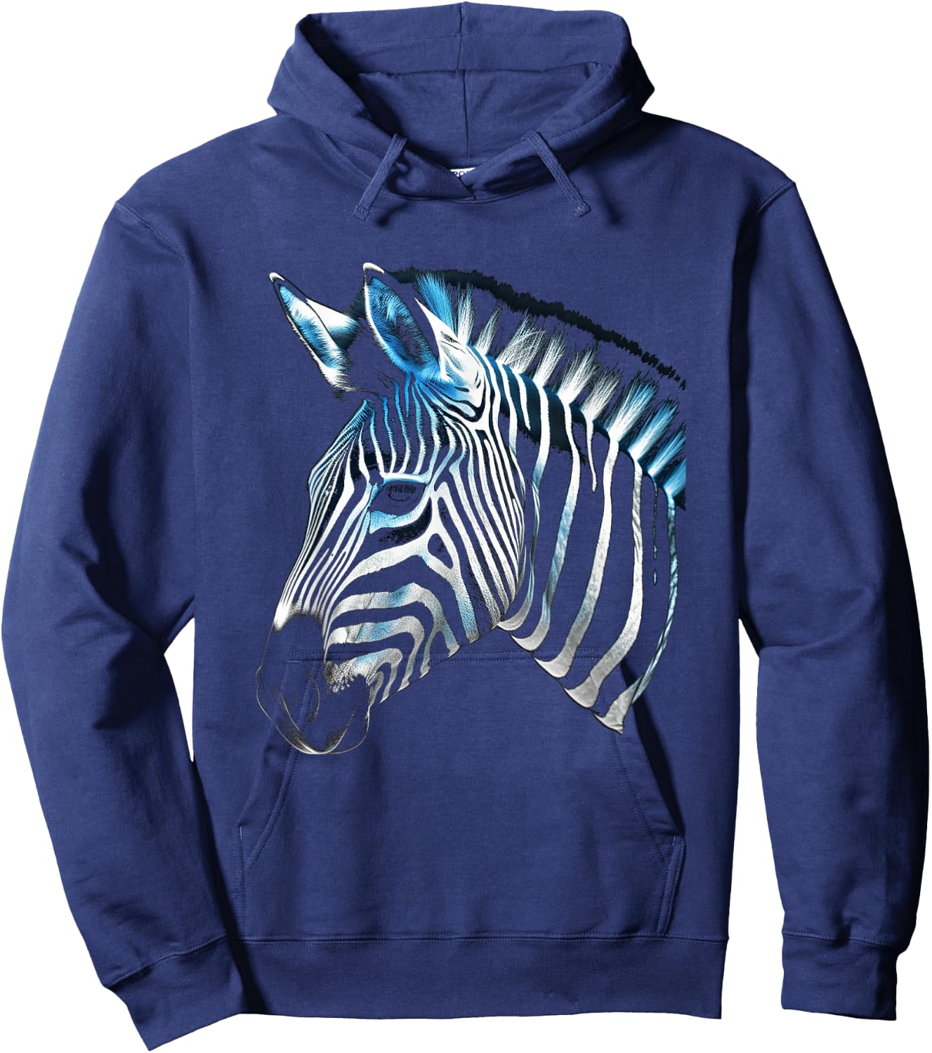 Zebra Lover Artwork | Animal Motif Zebra Hoodie - Hoodie | Navy
