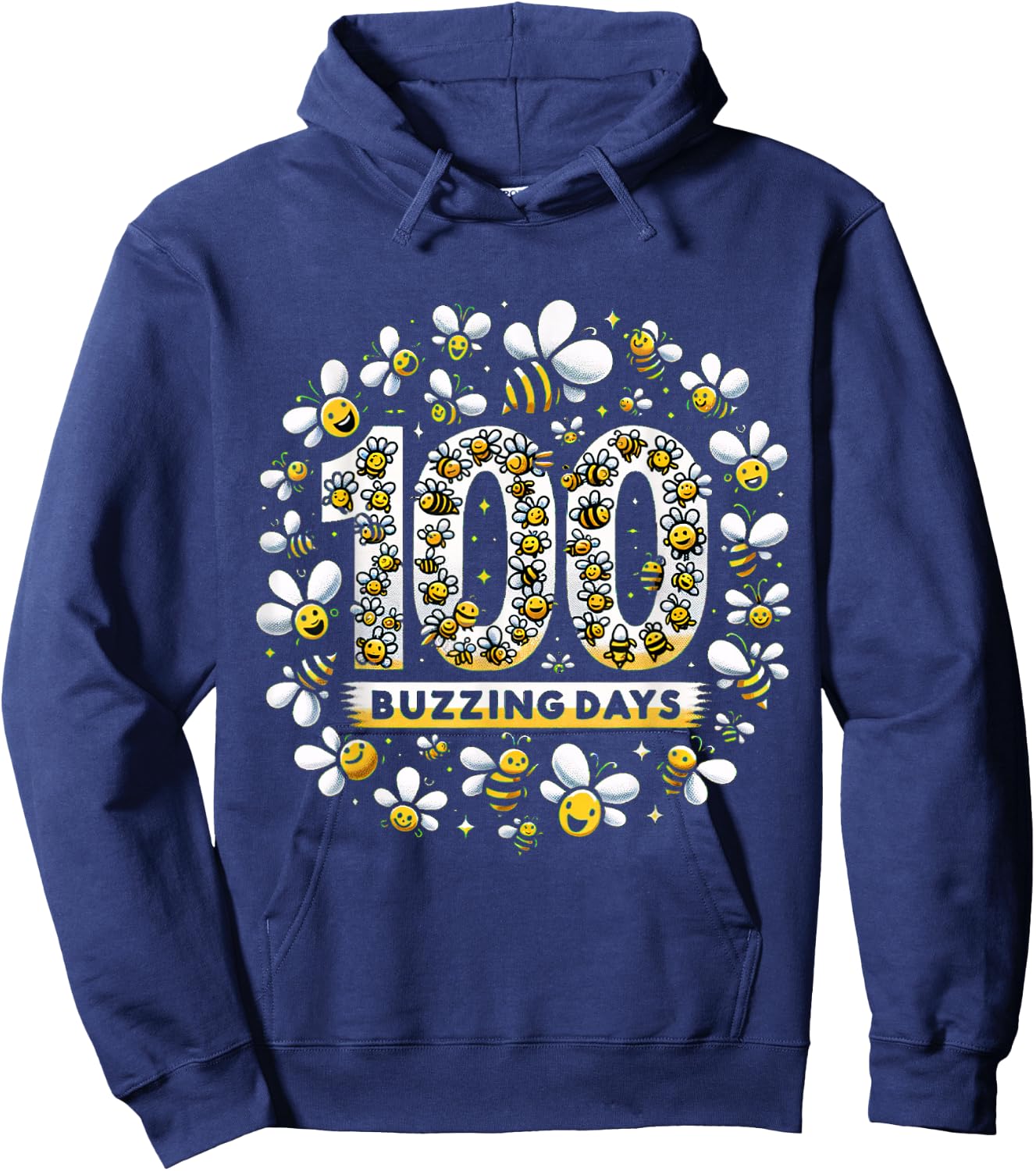 100 Days of School Bees Buzzing Hoodie - Hoodie | Navy