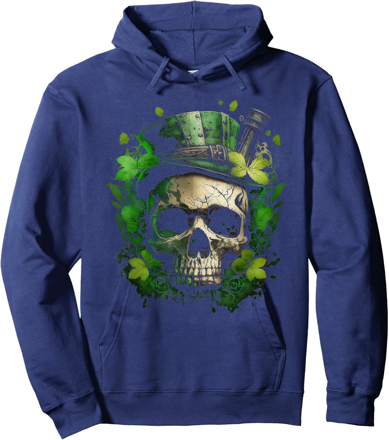 Irish Dark Luck St Patricks Day Skull Hoodie - Hoodie | Navy