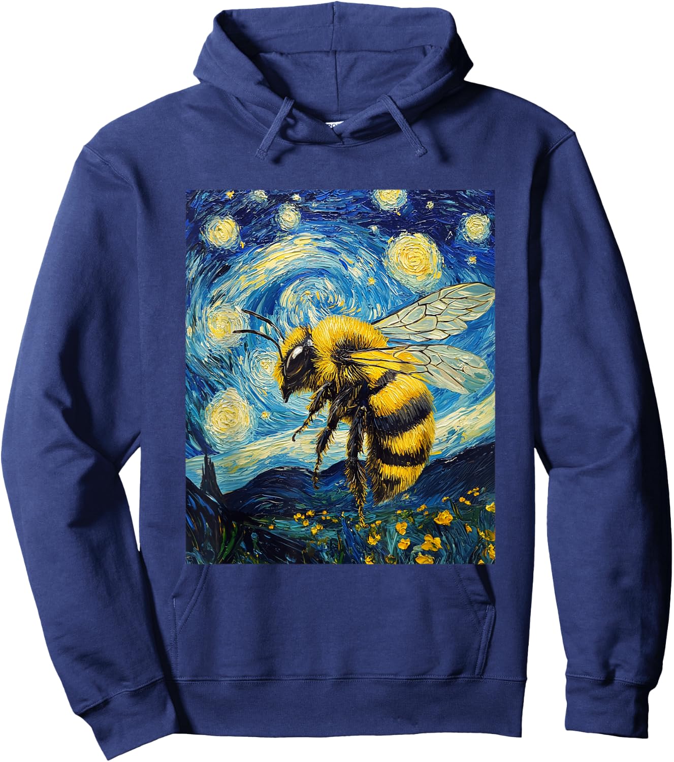 Bee Van Gogh Style Starry Night Graphic Hoodie - Hoodie | Navy