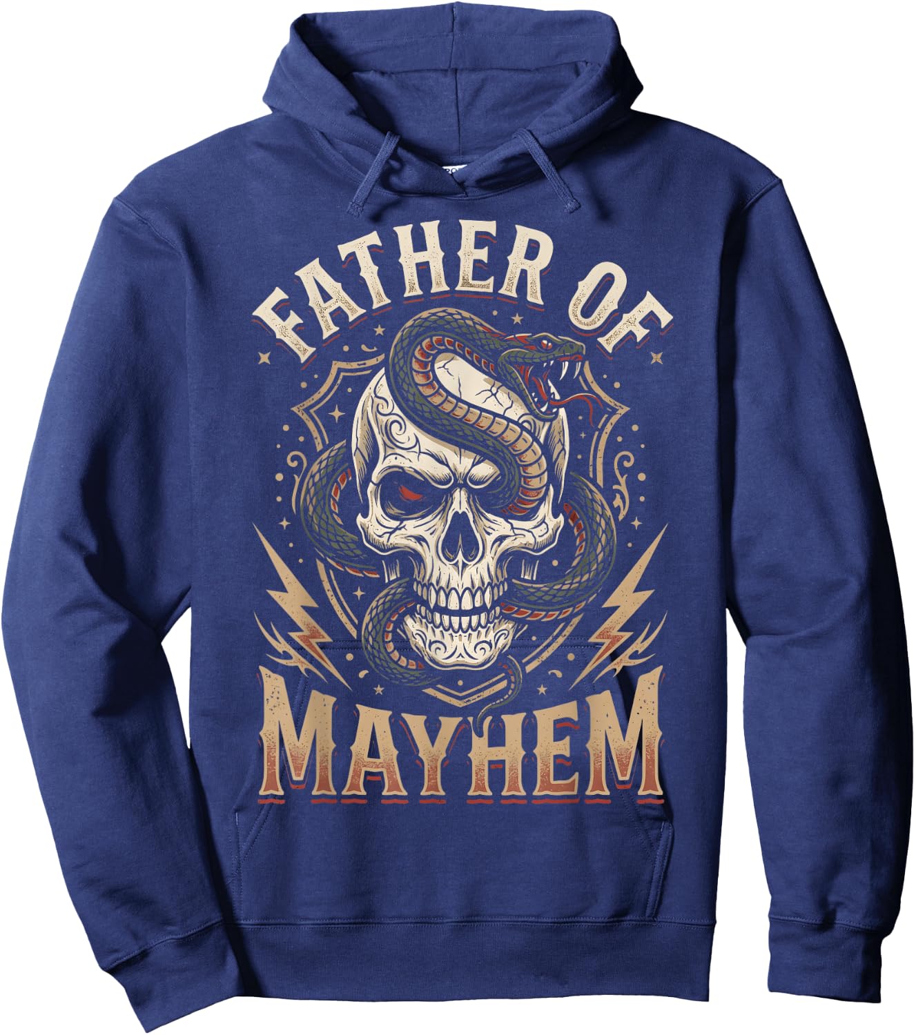 Father of Mayhem Vintage Gothic Skull and Snake Hoodie - Hoodie | Navy