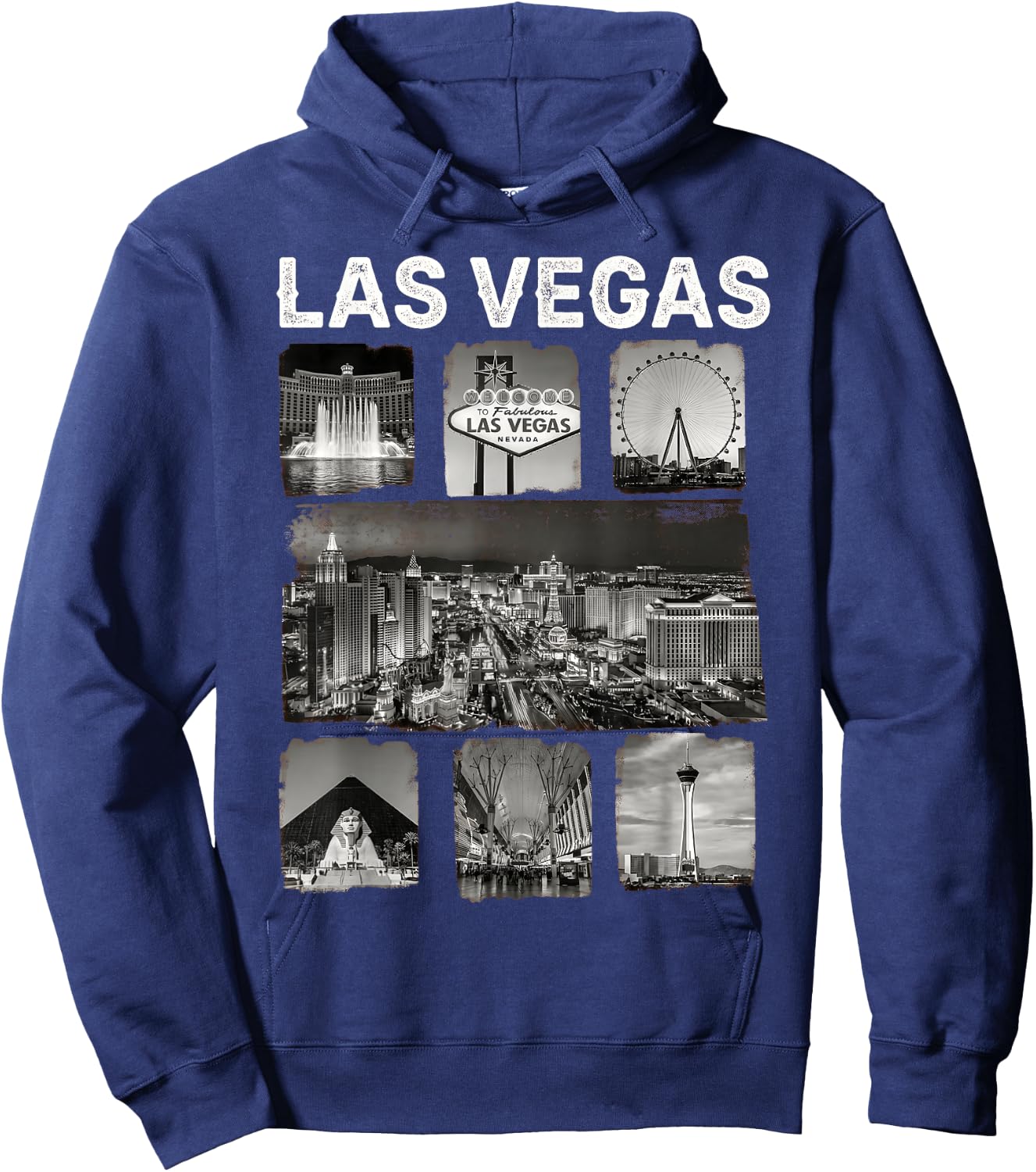 Las Vegas Nevada Iconic Landmarks Collage Hoodie - Hoodie | Navy