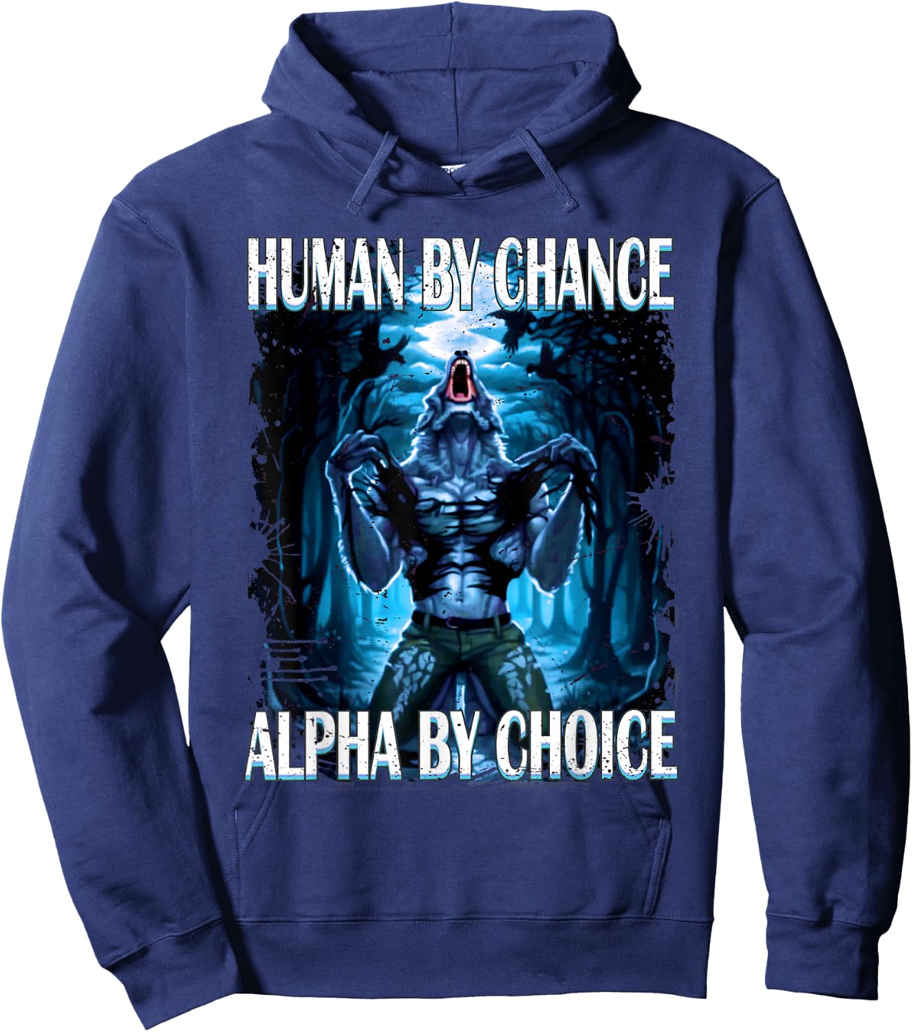 wolf meme - Werewolf Ripping Meem Hoodie - Hoodie | Navy