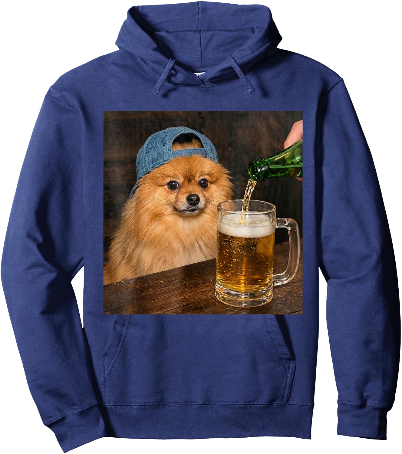 Zwergspitz, Trinkbier, lustig, Zwergspitz, Meme Hoodie - Hoodie | Navy