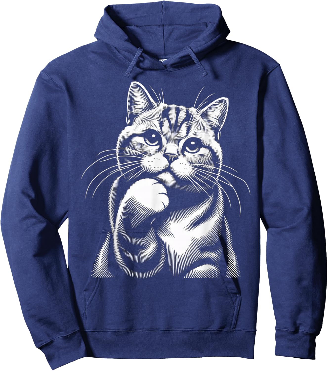 Cute Tabby Cat Paw Hoodie - Hoodie | Navy
