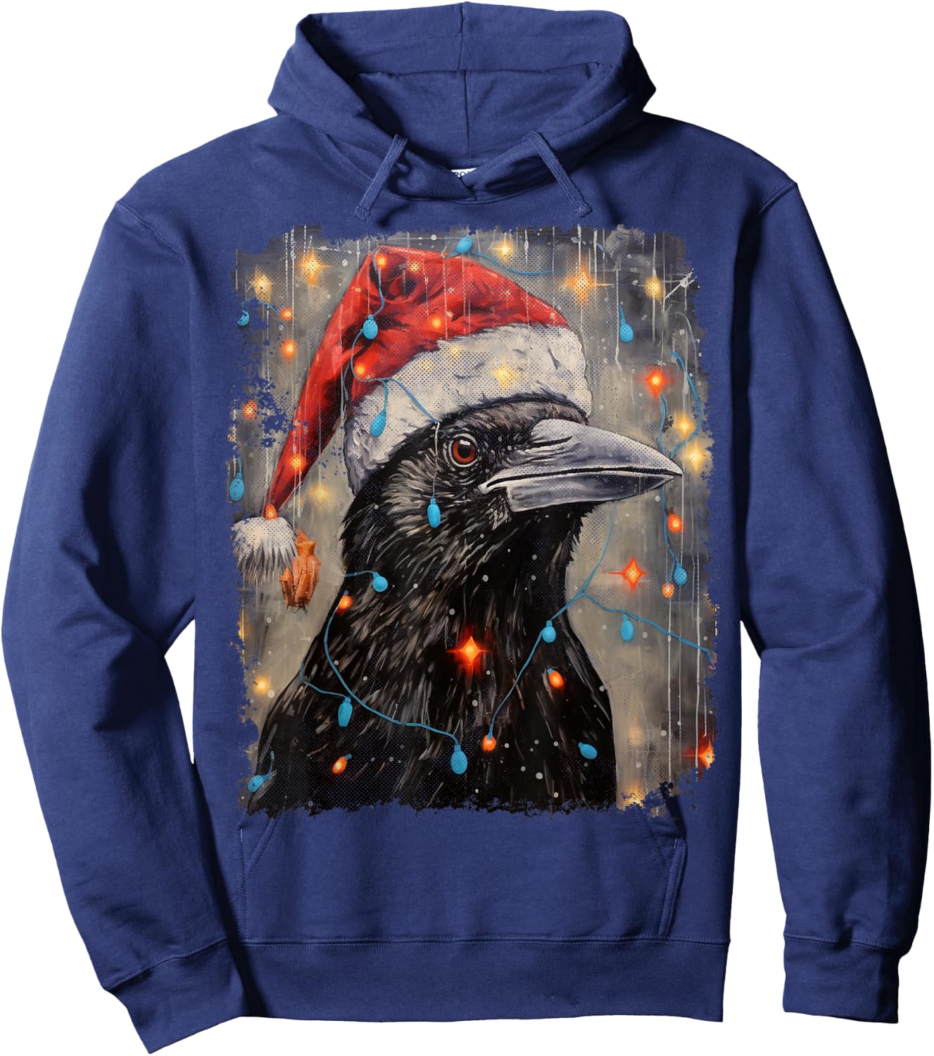 Vintage Crow Raven Bird Christmas Hoodie - Hoodie | Navy