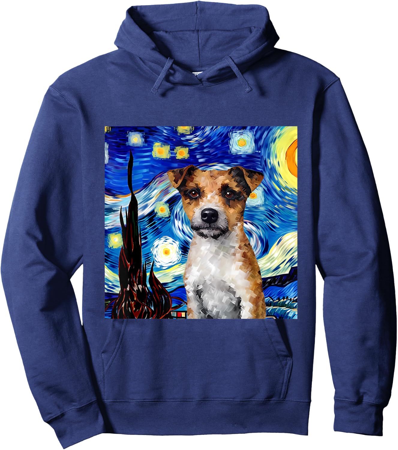 Jack Russell Terrier Starry Night Dog Painting Hoodie - Hoodie | Navy