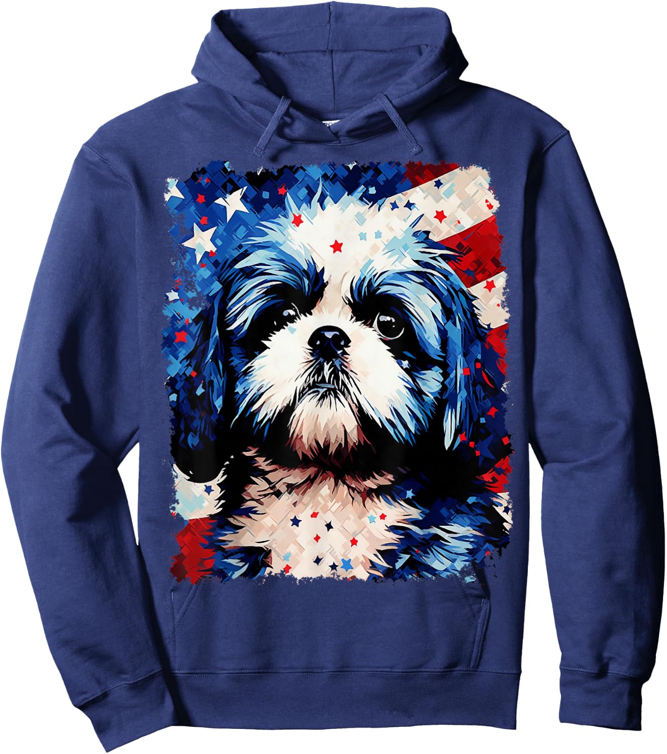 Dog Shih Tzu USA Patriotic 4th of July Hoodie - Hoodie | Navy
