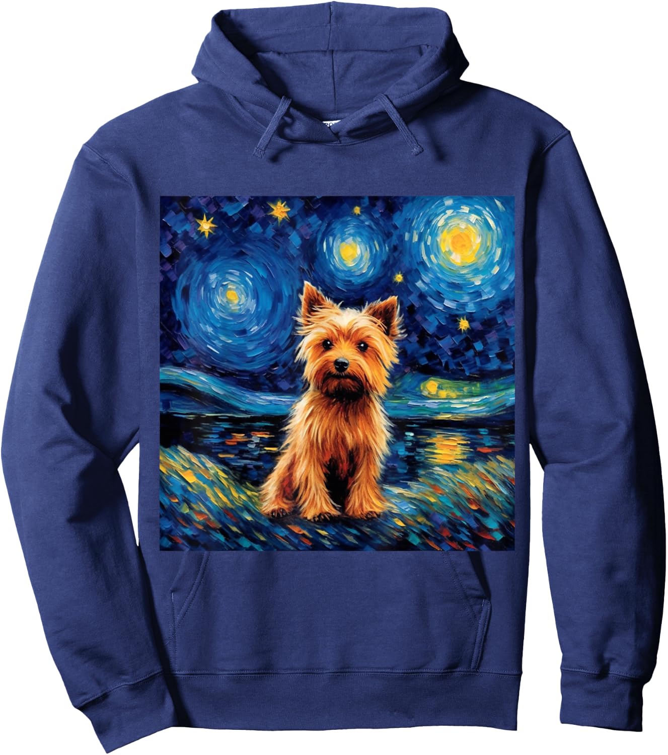 Silky Terrier Starry Night - Silky Terrier Hoodie - Hoodie | Navy