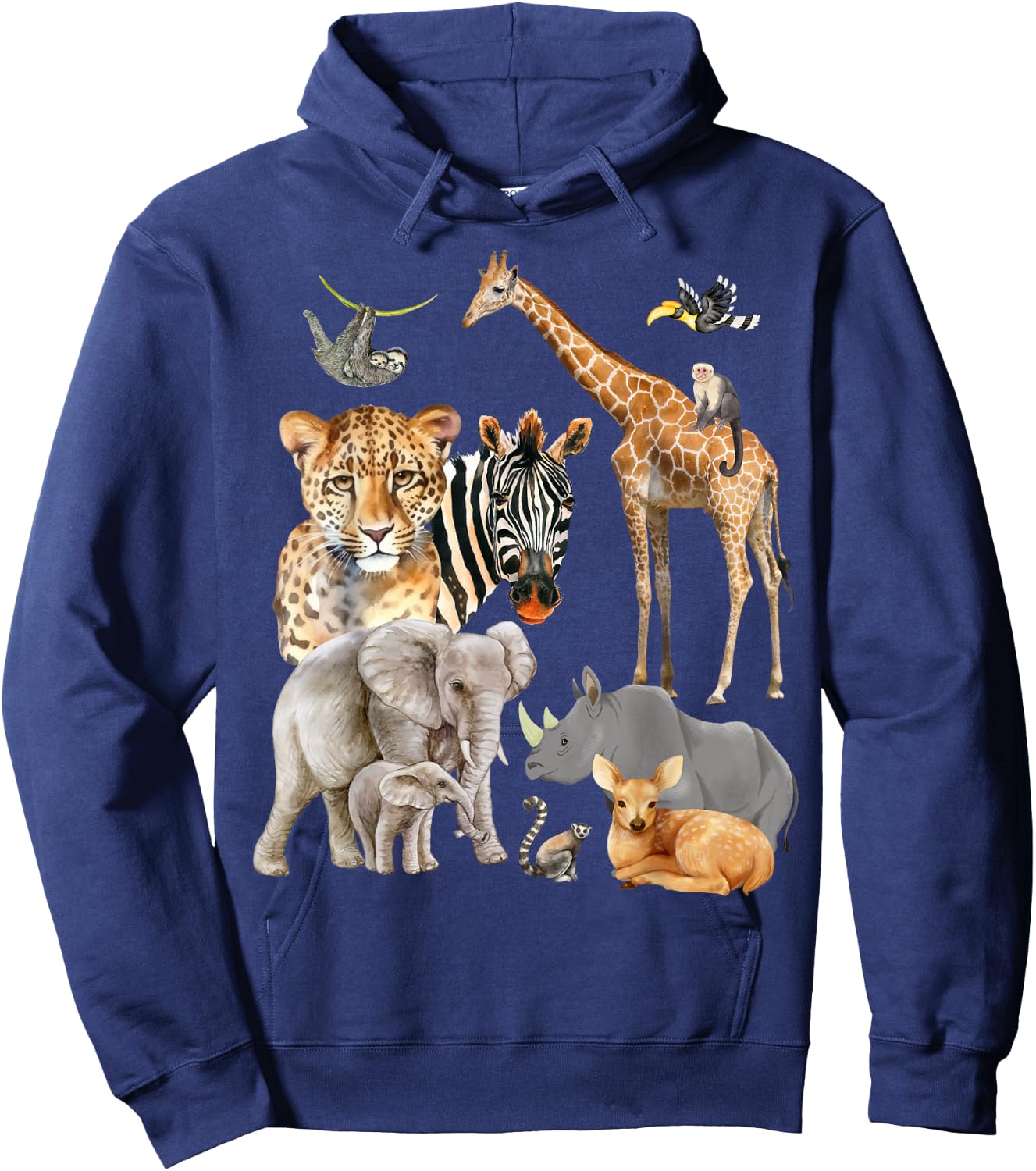 Wildlife Safari Party Animal Design Hoodie - Hoodie | Navy
