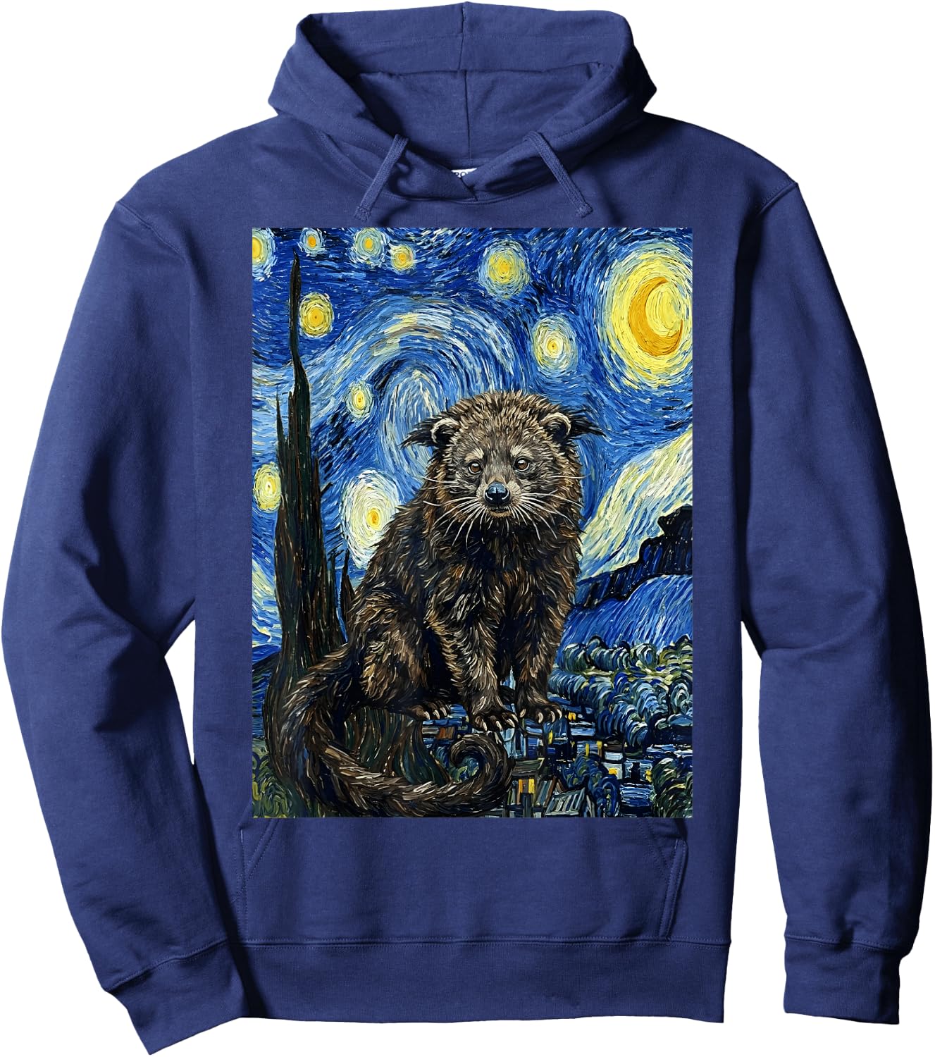 Binturong Bearcat Van Gogh Starry Night Art Hoodie - Hoodie | Navy
