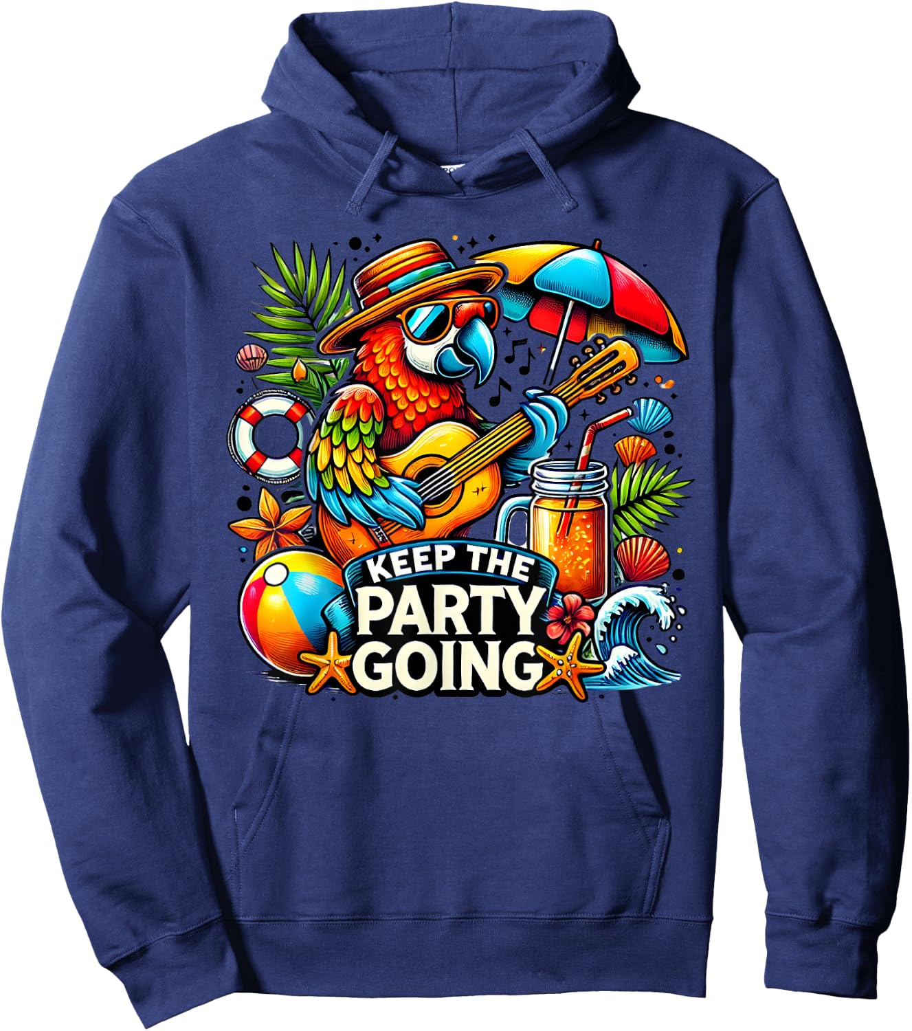 Keep the Party Going Funny Parrot Tribute Hoodie - Hoodie | Navy