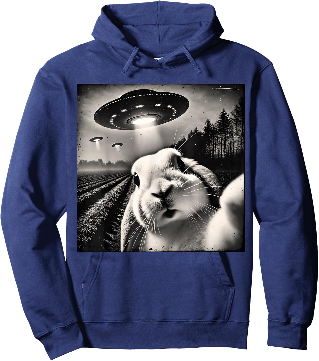 Funny Rabbit Bunny Selfie UFOs Hoodie - Hoodie | Navy
