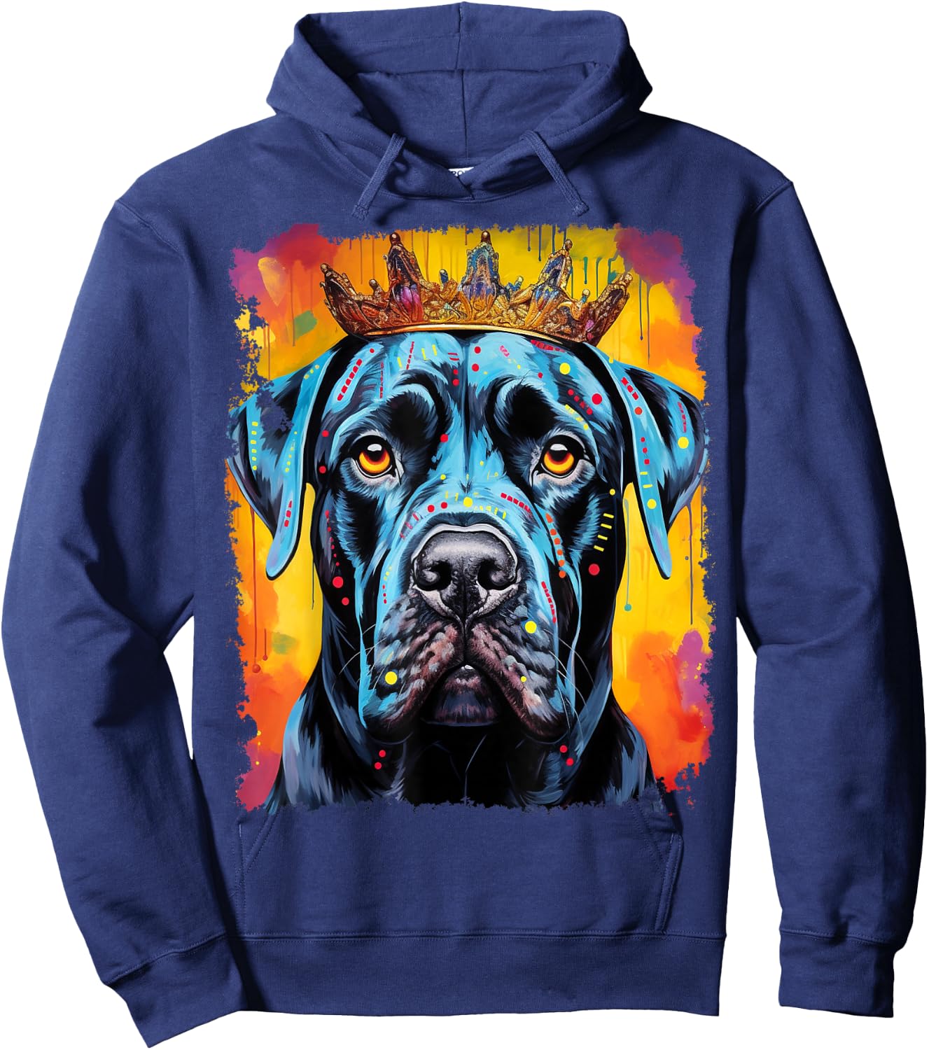 Pop Art Dog Cane Corso King Queen Hoodie - Hoodie | Navy