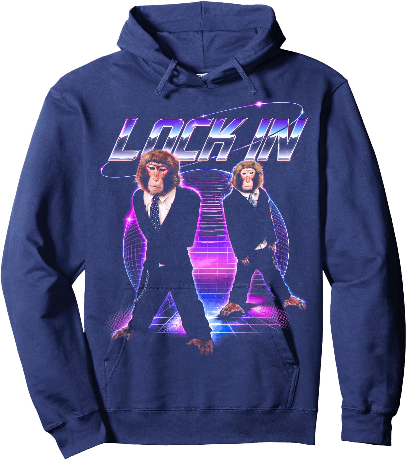 Funny Monkey Meme Y2K Cyberpunk Hoodie - Hoodie | Navy